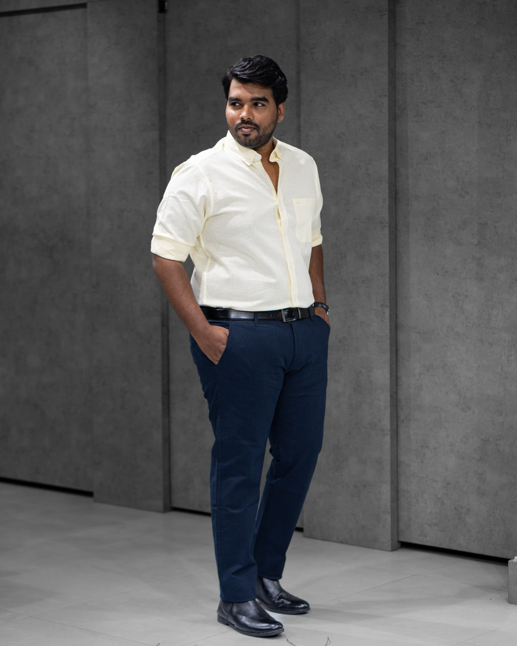 Menly Light Yellow Cotton Linen Shirt - Menly Clothing