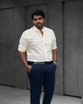 Menly Light Yellow Cotton Linen Shirt - Menly Clothing