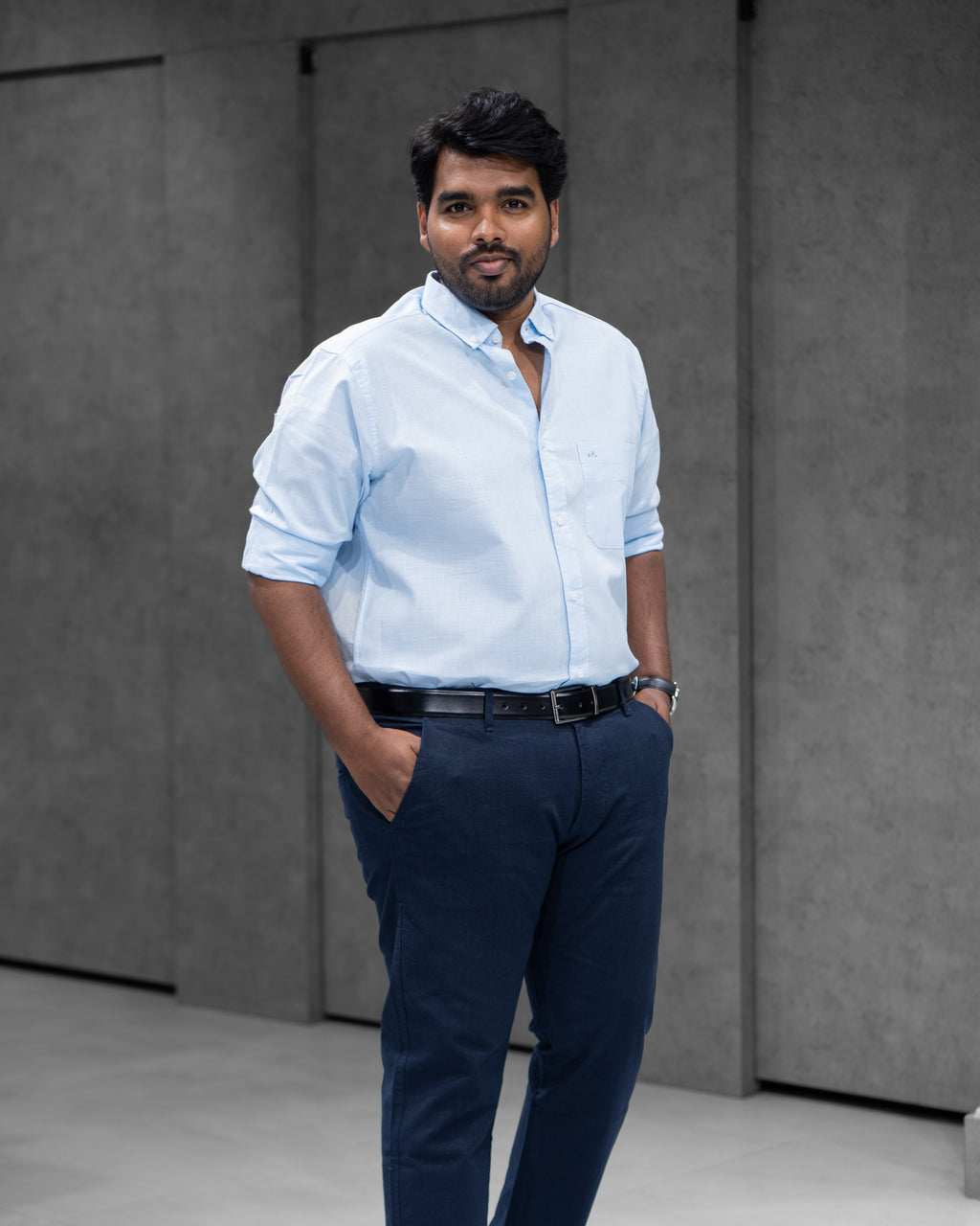 Menly Sky Blue Cotton Linen Shirt - Menly Clothing
