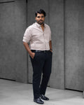Menly Pebble Kakhi Cotton Linen Shirt & Classic Black Linen Pants Combo
