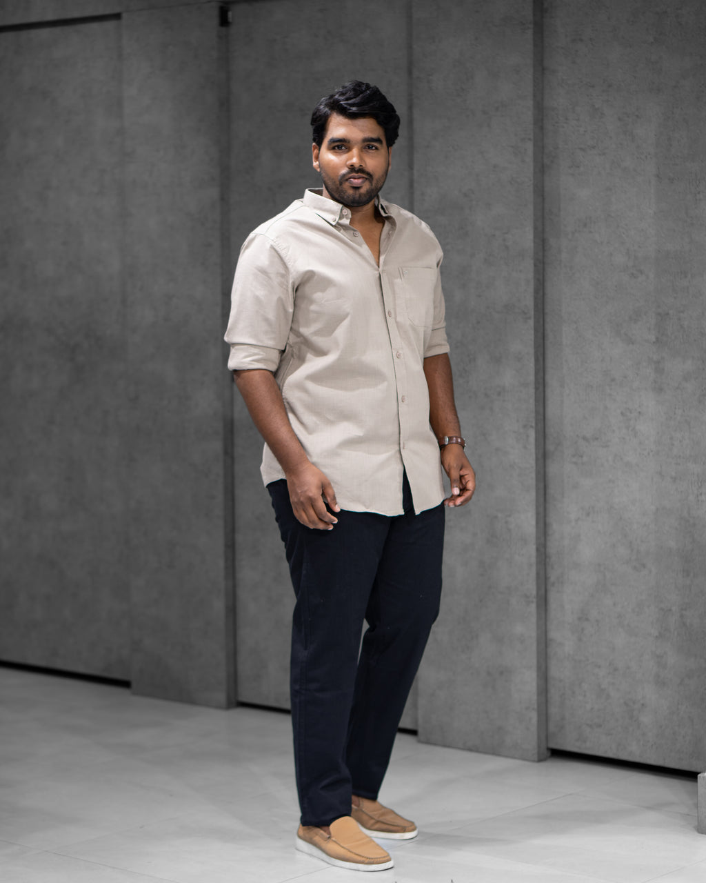 Menly Desert Sand Cotton Linen Shirt - Menly Clothing
