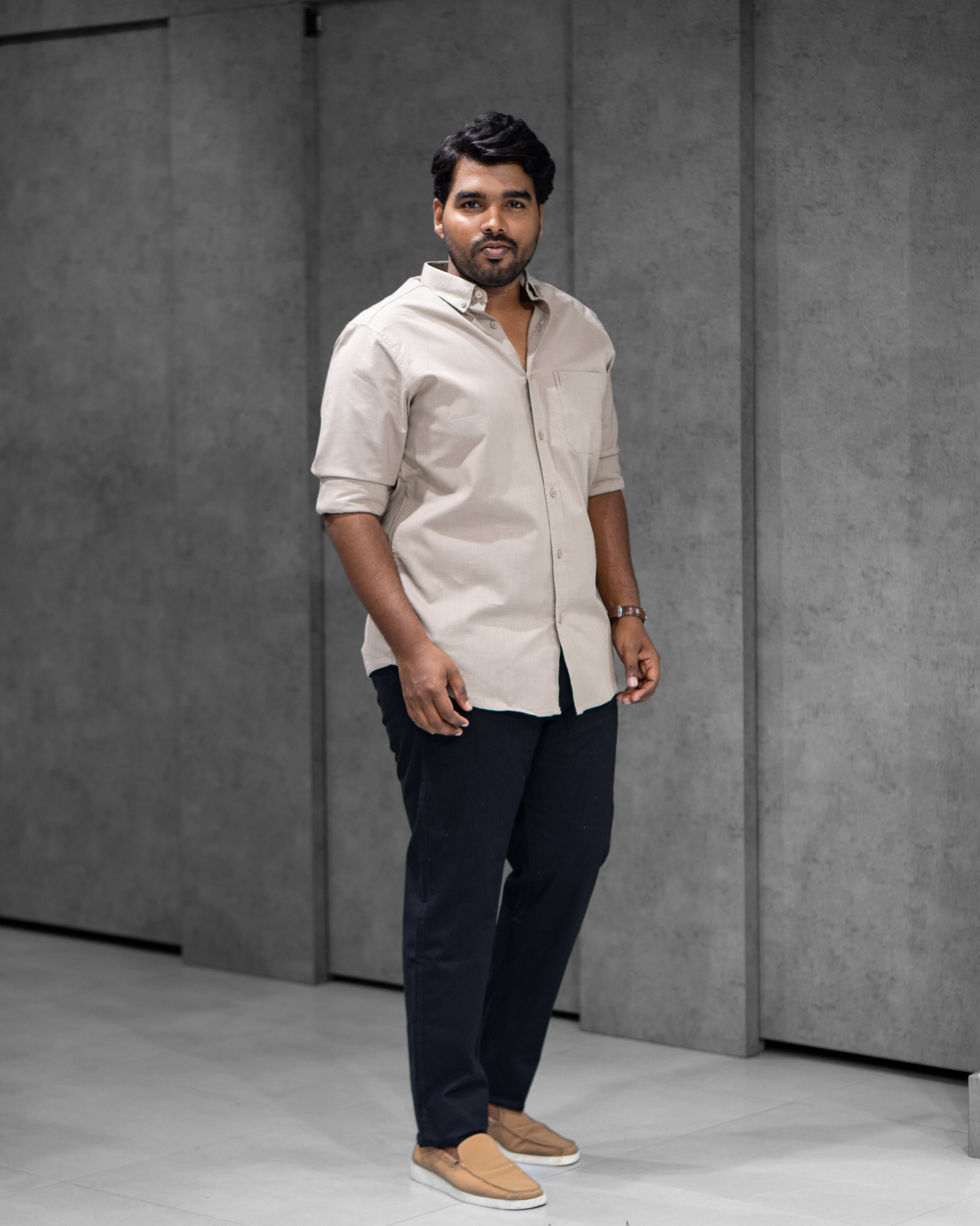 Menly Desert Sand Cotton Linen Shirt - Menly Clothing
