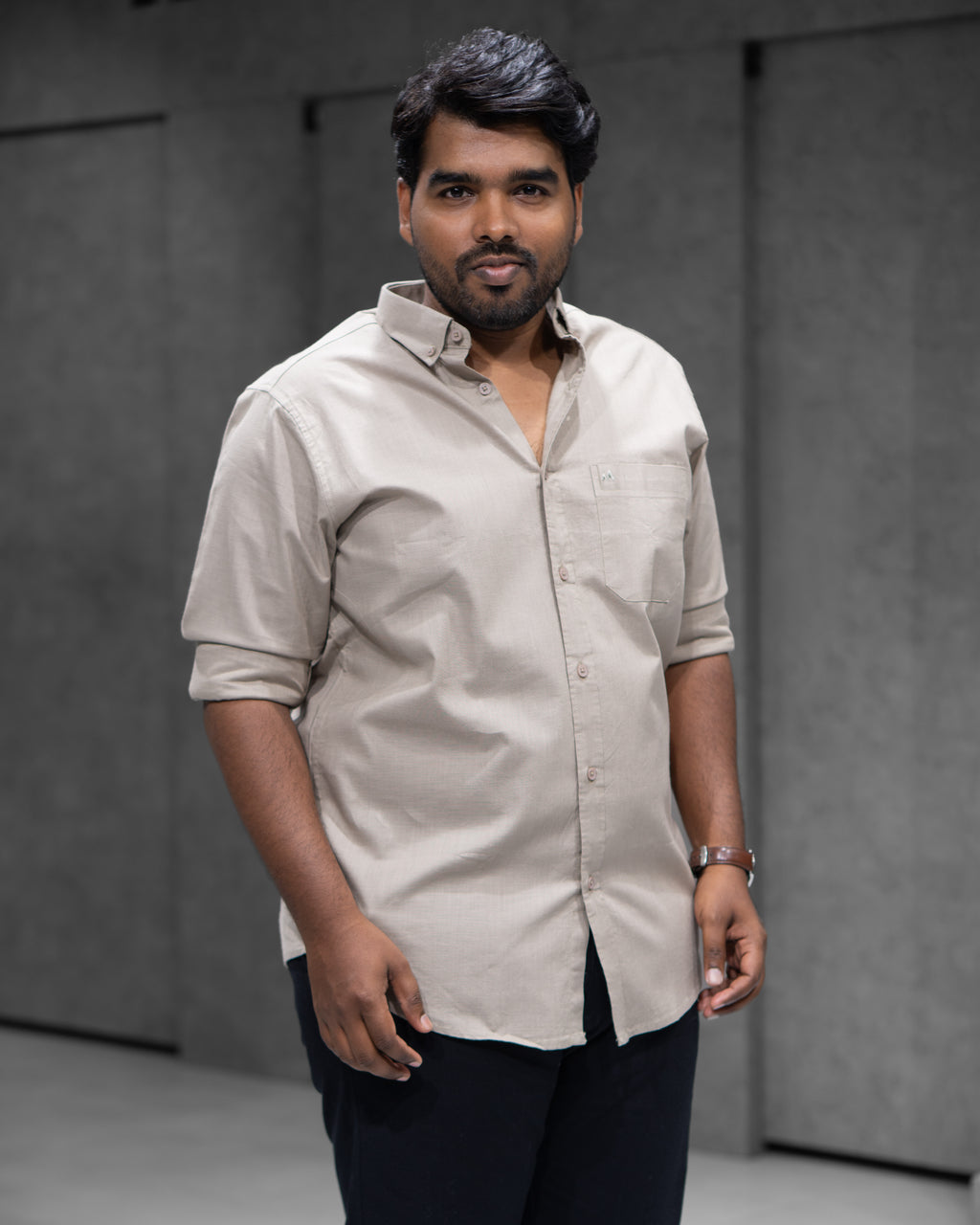 Menly Desert Sand Cotton Linen Shirt & Classic Black Linen Pants Combo