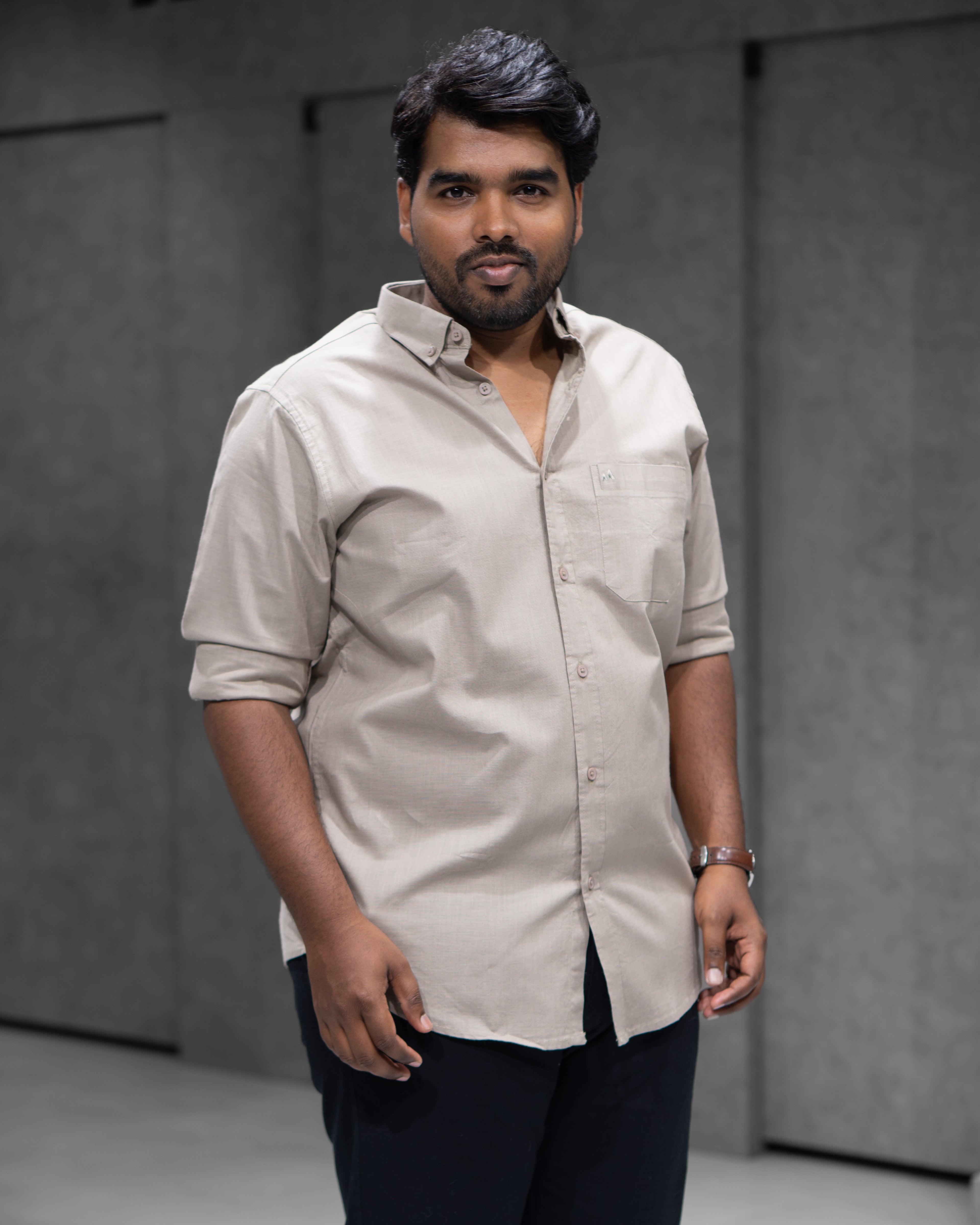 Menly Desert Sand Cotton Linen Shirt & Classic Black Linen Pants Combo