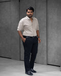 Menly Desert Sand Cotton Linen Shirt & Classic Black Linen Pants Combo
