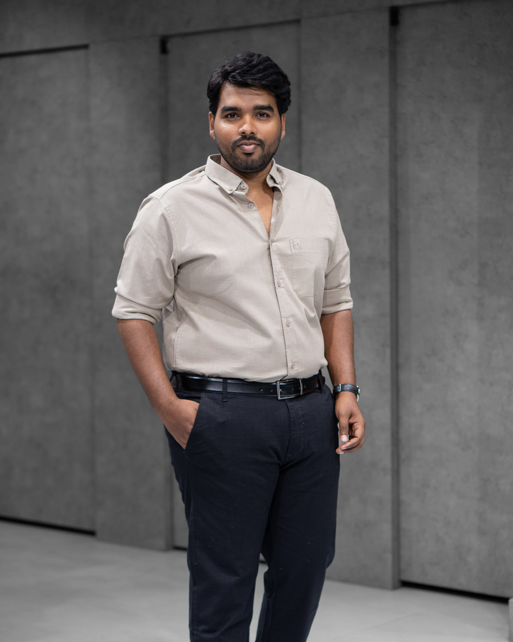 Menly Desert Sand Cotton Linen Shirt & Classic Black Linen Pants Combo
