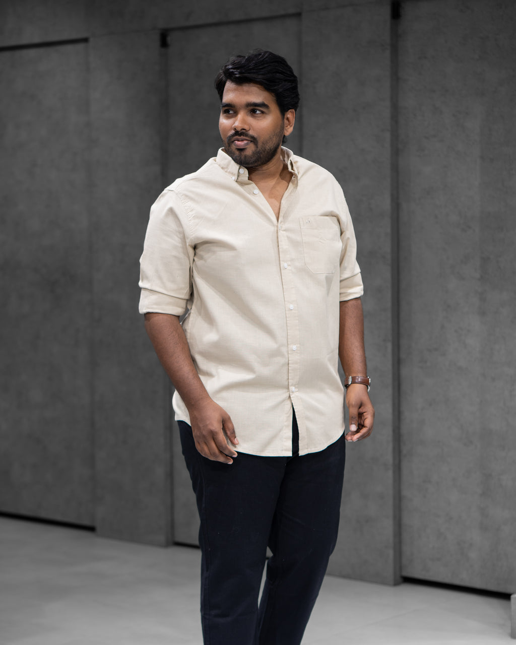 Menly Sandstone Beige Cotton Linen Shirt - Menly Clothing