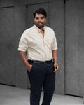Menly Soft Ivory Cotton Linen Shirt - Menly Clothing
