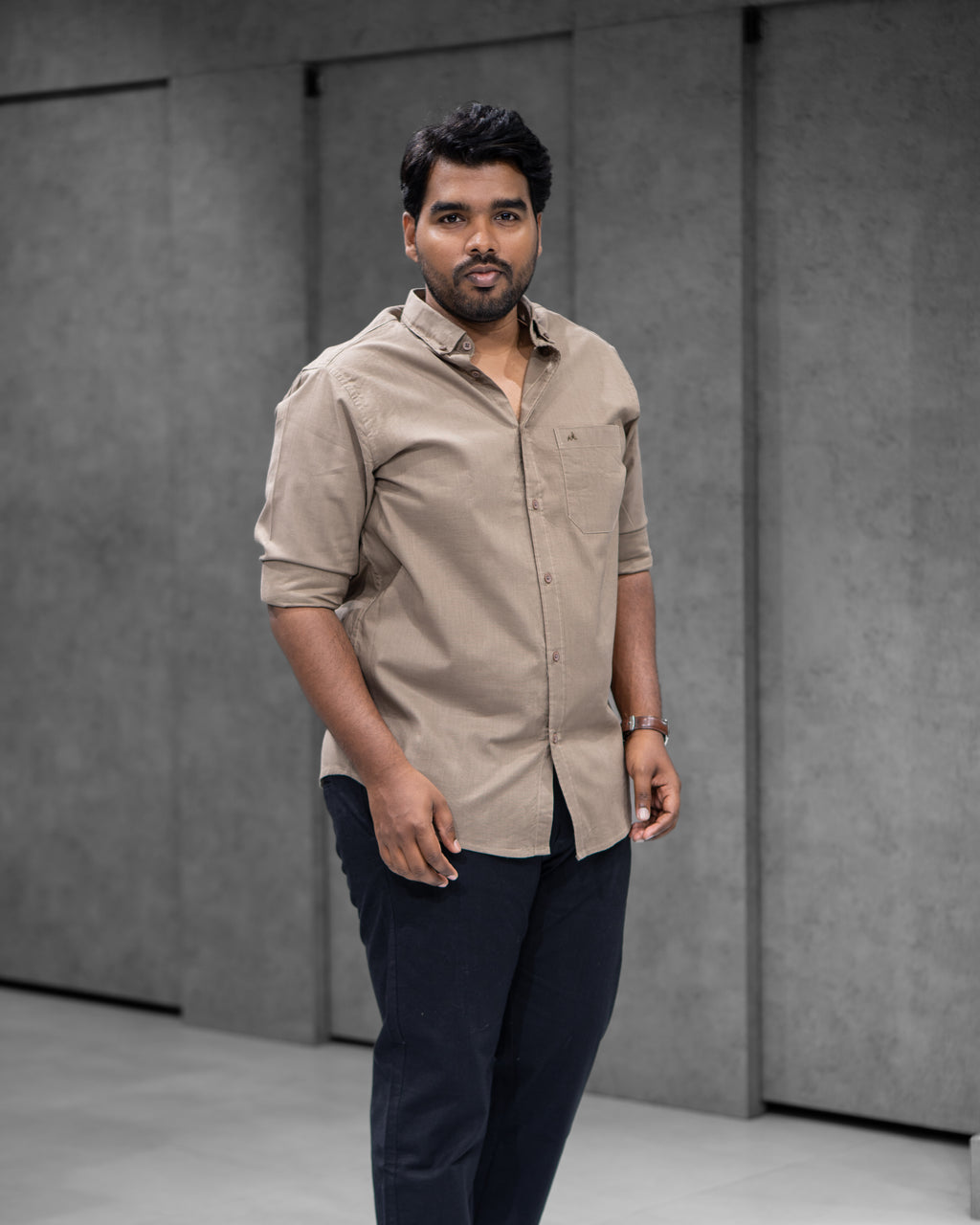 Menly Lite Kakhi Cotton Linen Shirt & Classic Black Linen Pants Combo