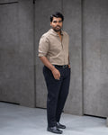 Menly Lite Kakhi Cotton Linen Shirt & Classic Black Linen Pants Combo