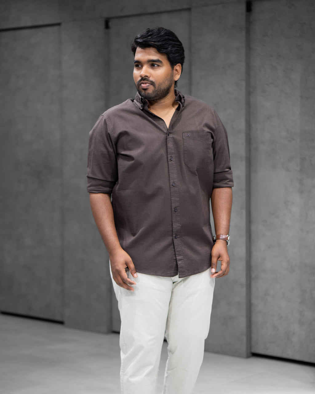 Menly Dark Brown Cotton Linen Shirt - Menly Clothing