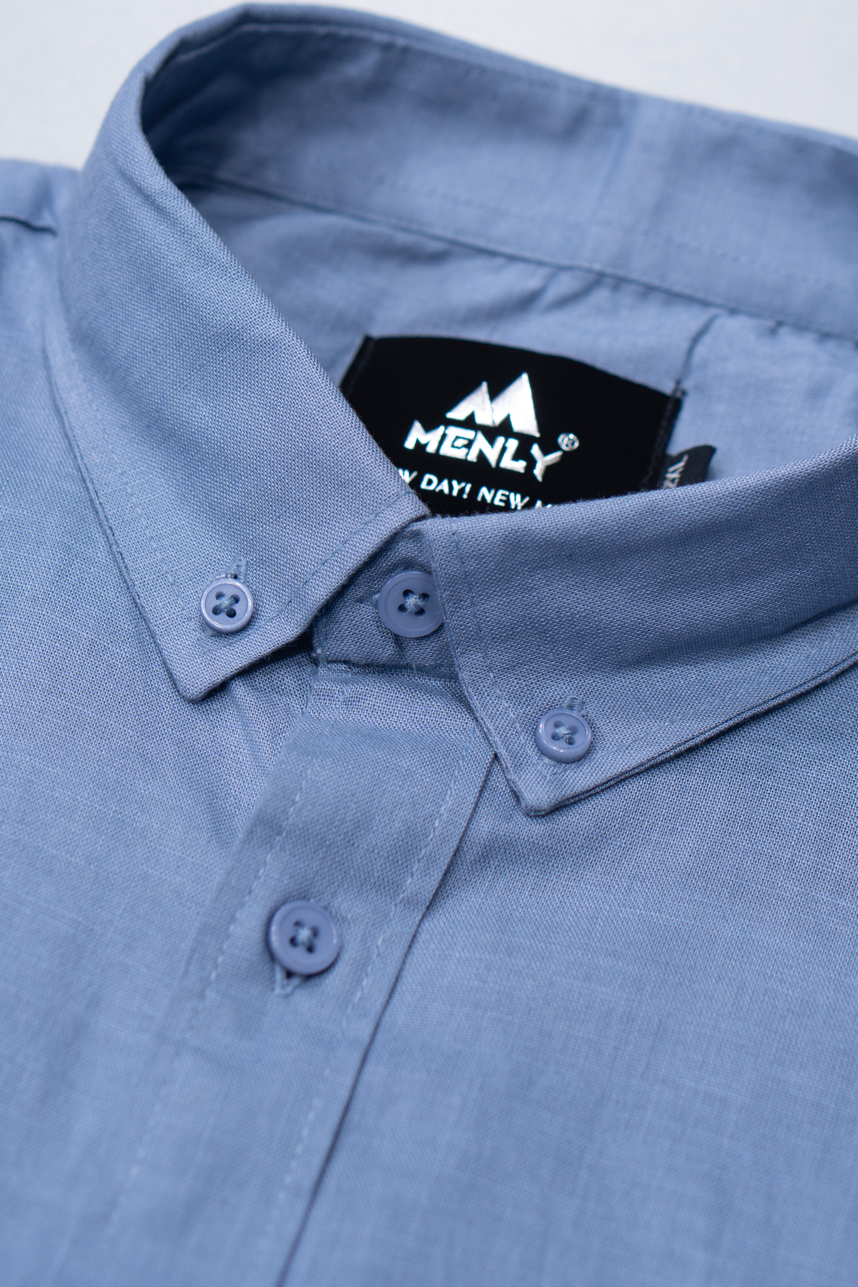 Menly Pale Blue Cotton Linen Shirt - Menly Clothing