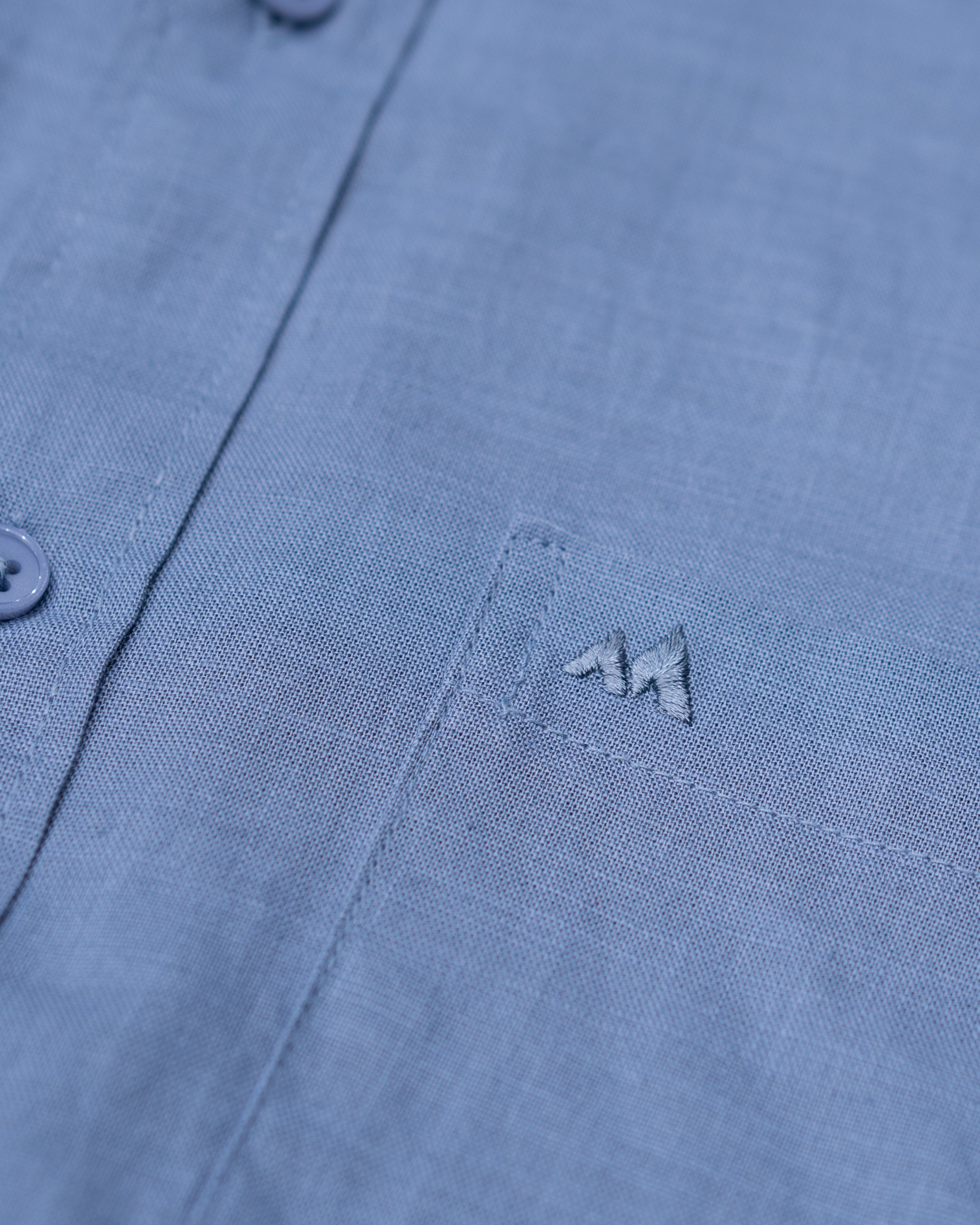 Menly Pale Blue Cotton Linen Shirt - Menly Clothing