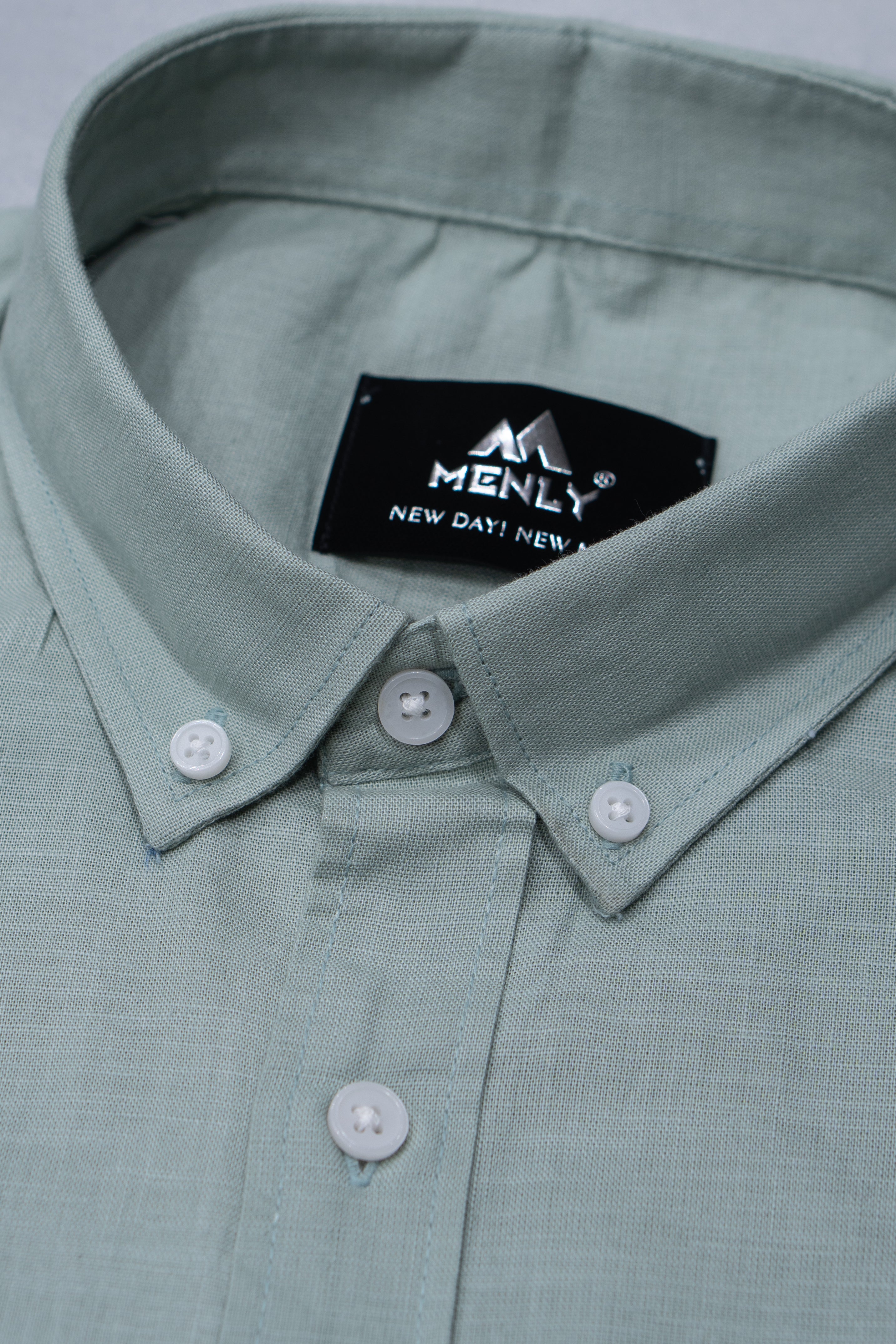 Menly Powder Green Cotton Linen Shirt - Menly Clothing
