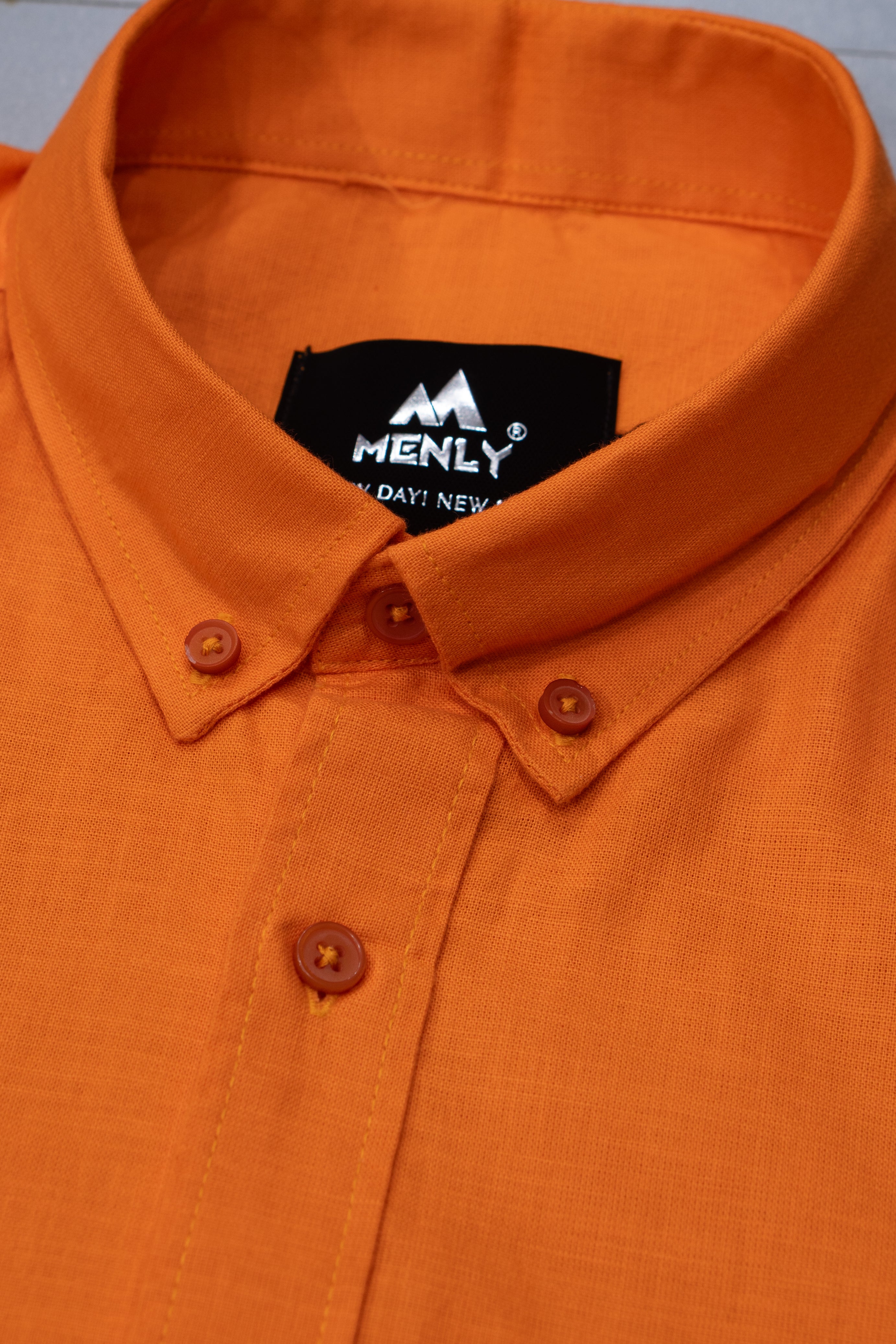 Menly Bright Orange Cotton Linen Shirt & White Linen Pant Combo
