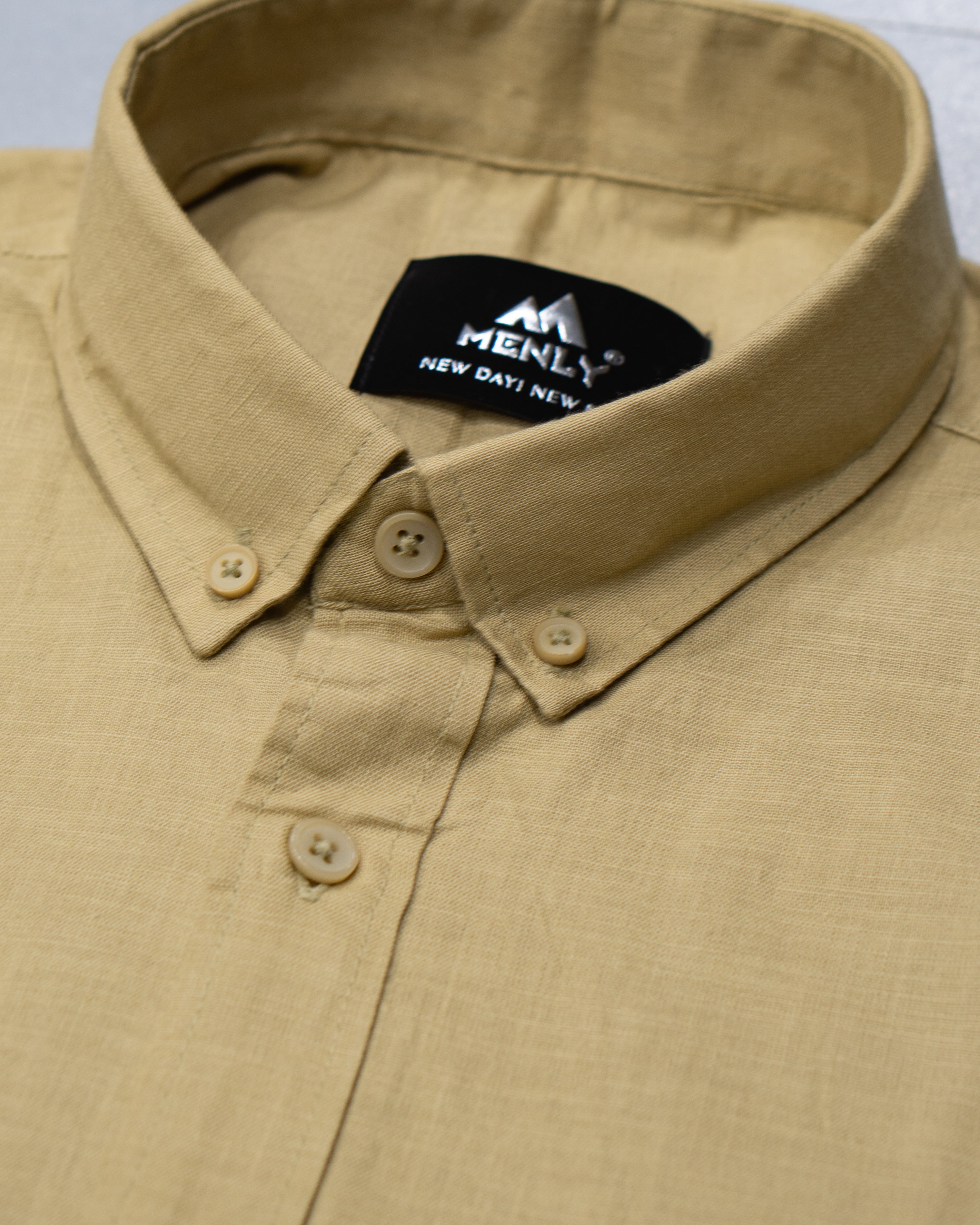 Menly Mustard Olive Cotton Linen Shirt - Menly Clothing