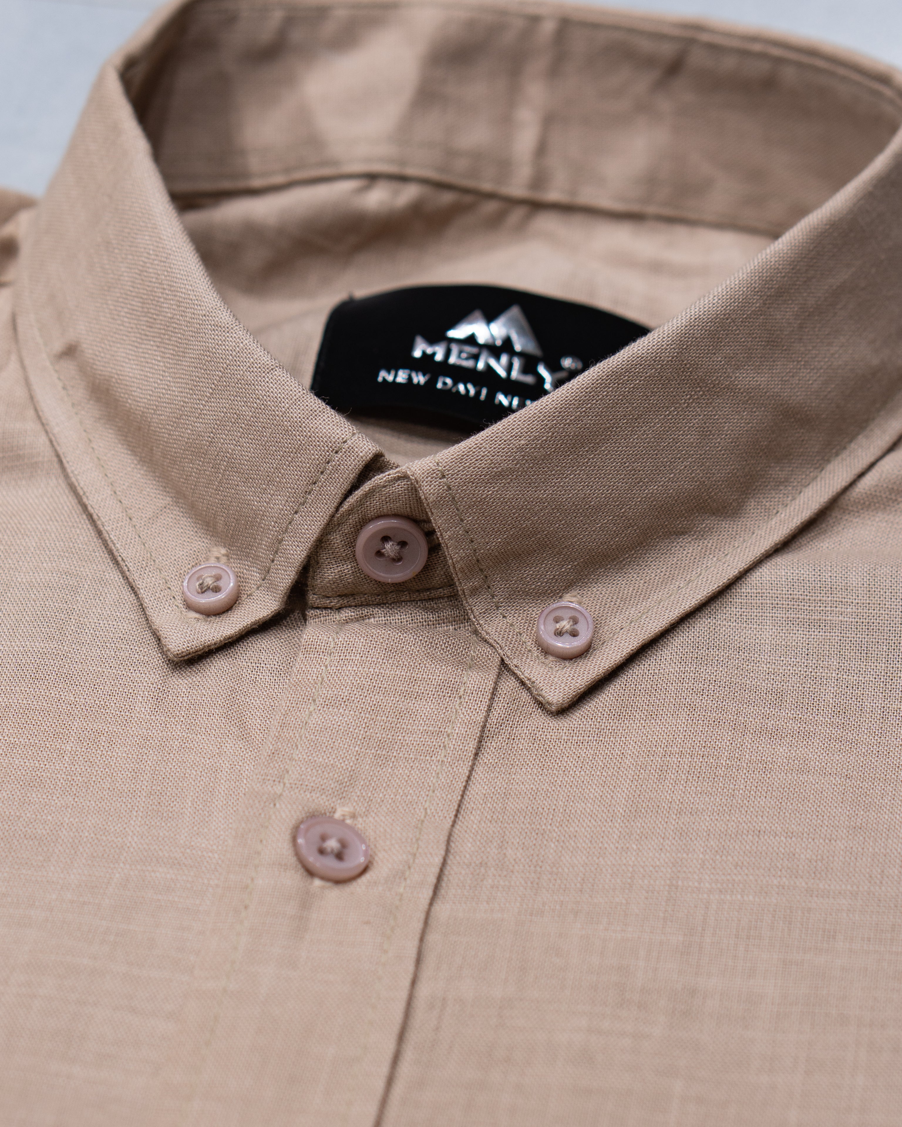 Menly Sandstone Beige Cotton Linen Shirt - Menly Clothing