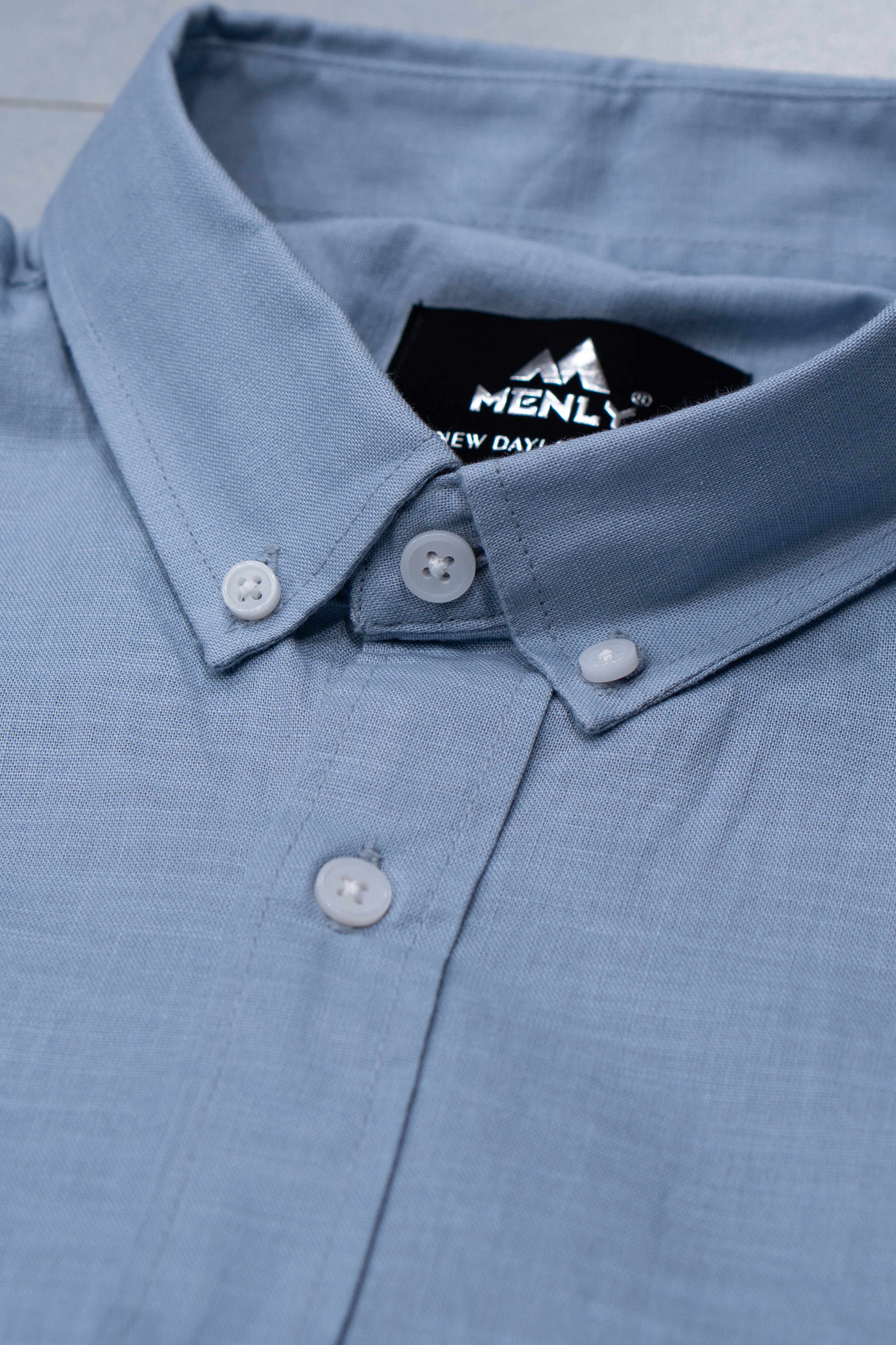 Menly Blue Cotton Linen Shirt - Menly Clothing