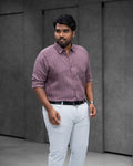 Mauve Purple Linen Blended Striped Shirt - Menly Clothing