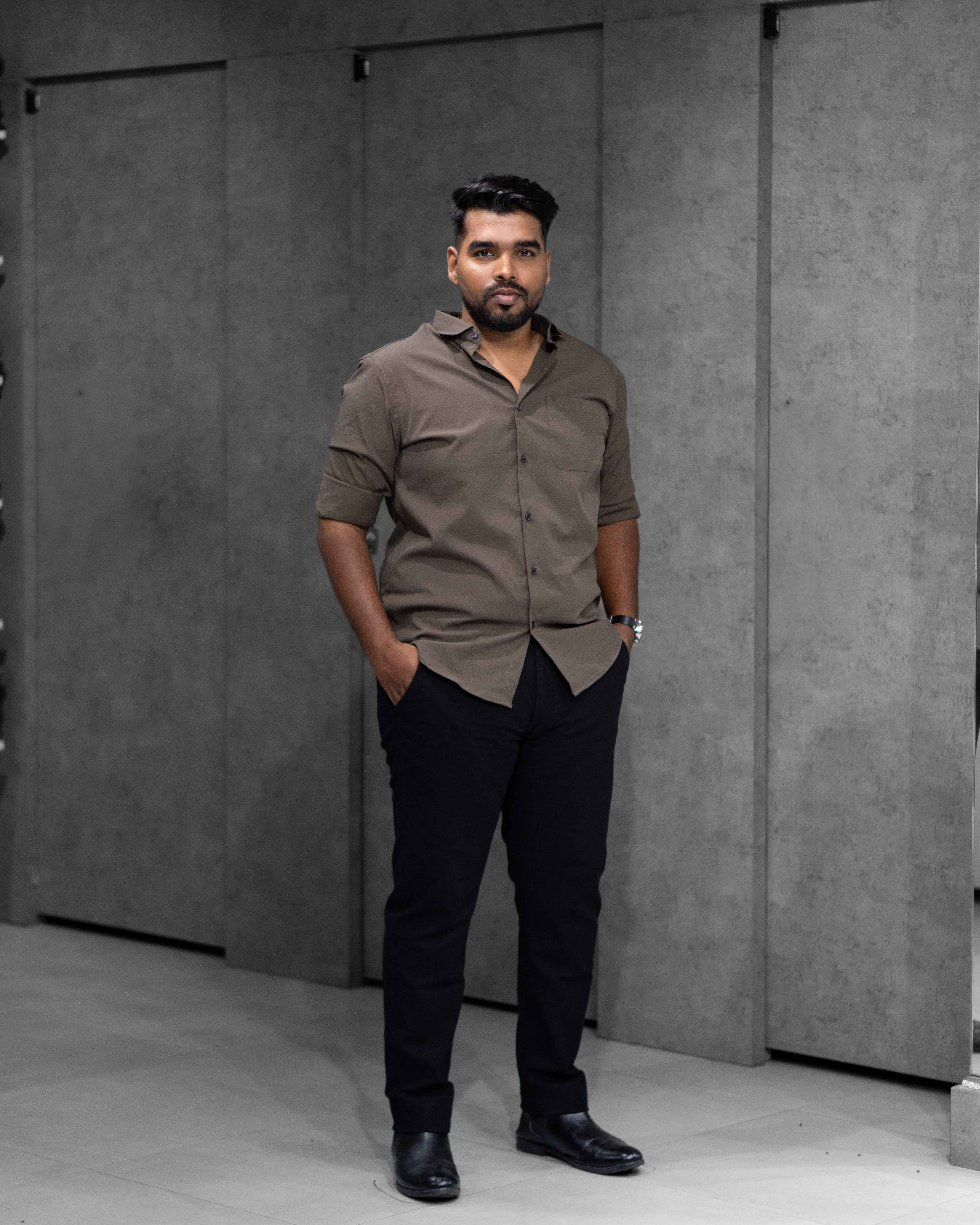 Menly Brown Textured Satin Shirt