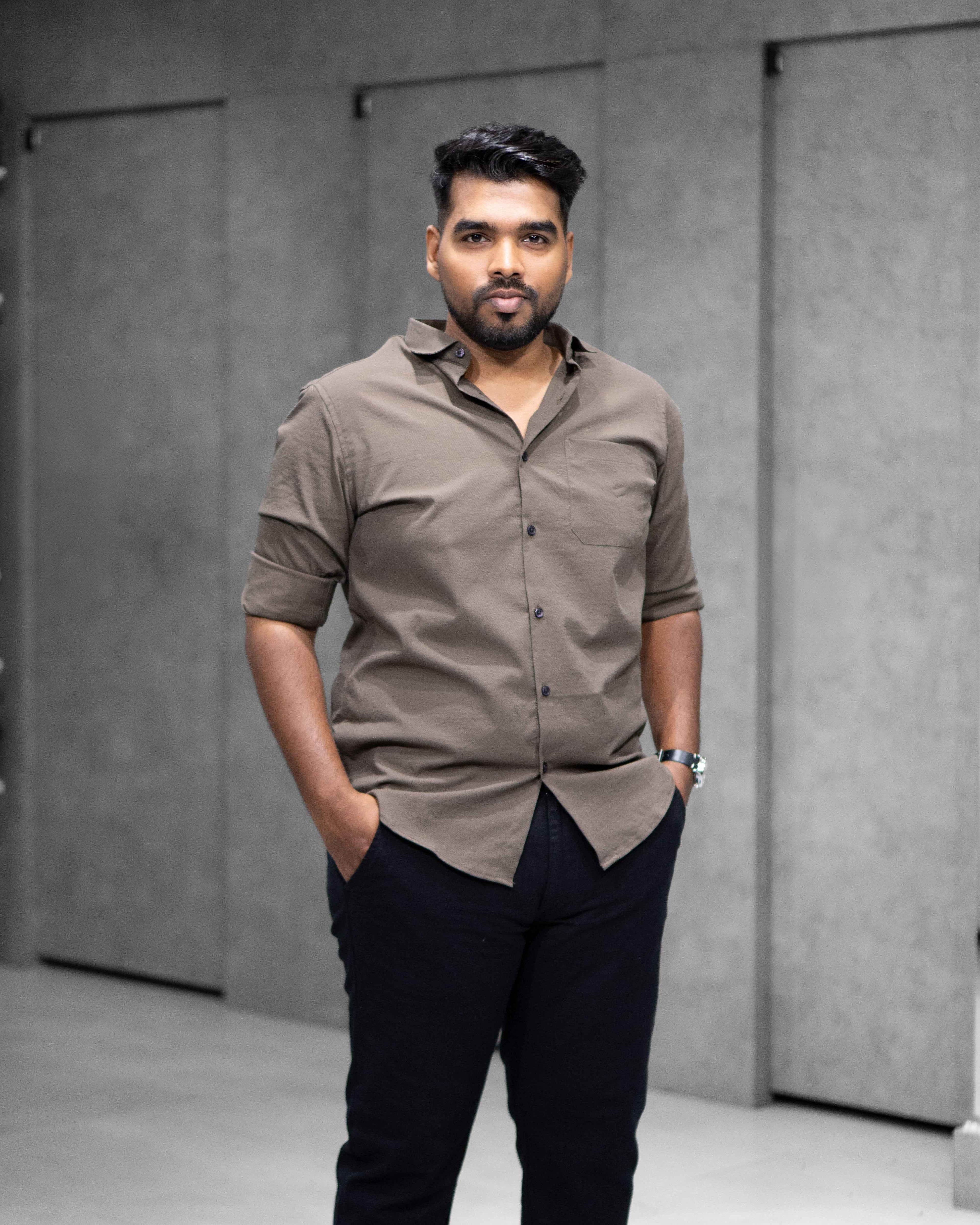 Menly Brown Textured Satin Shirt