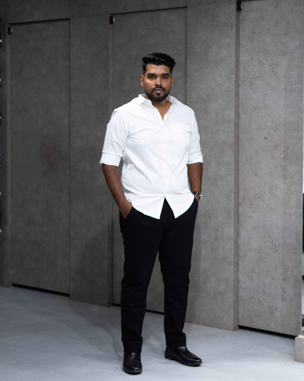 Menly White Textured Satin Shirt