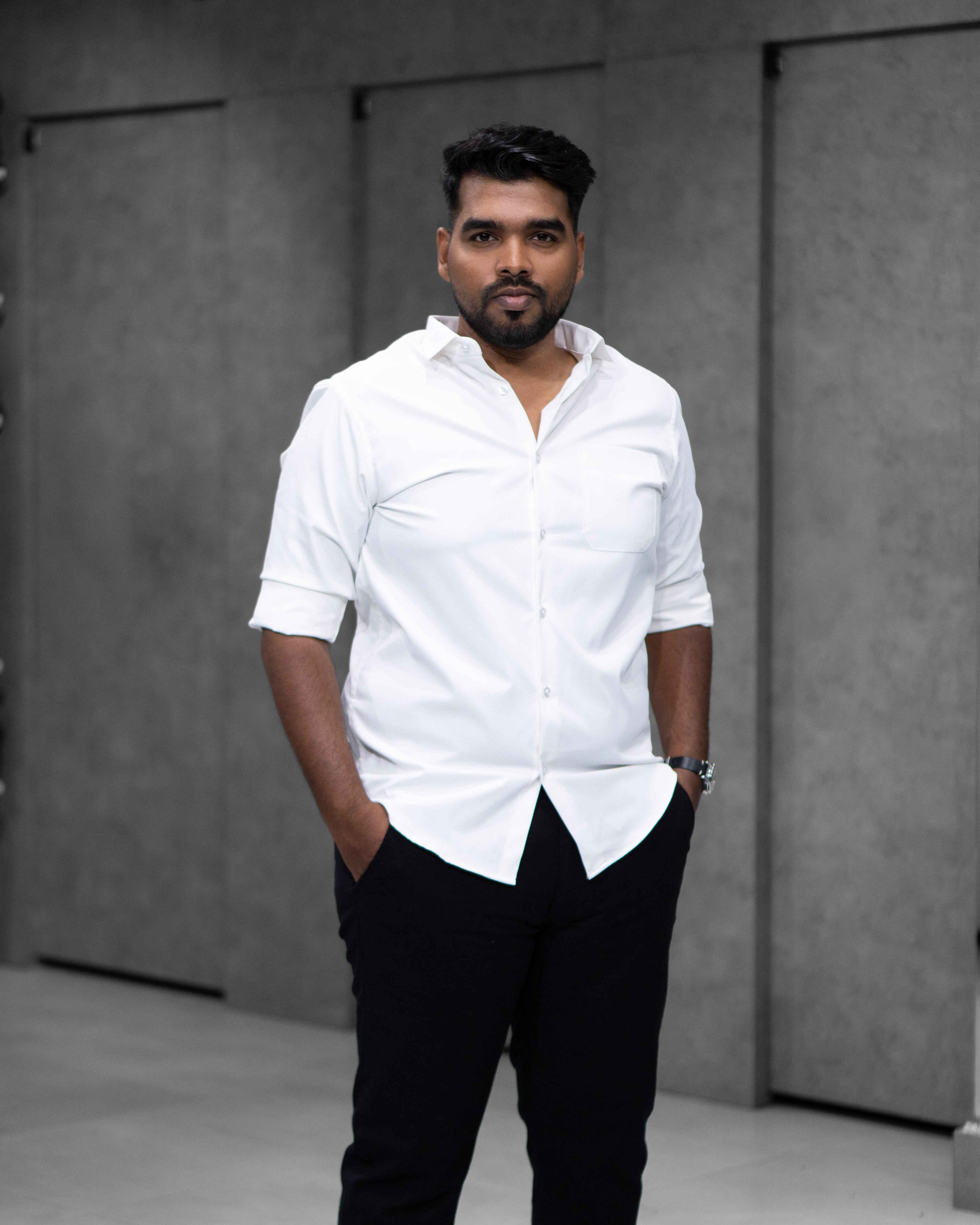 Menly White Textured Satin Shirt