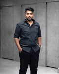 Menly Classic Black Textured Satin Shirt