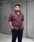 Menly Wine Maroon Textured Satin Shirt