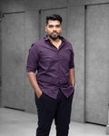 Menly Deep Purple Textured Satin Shirt