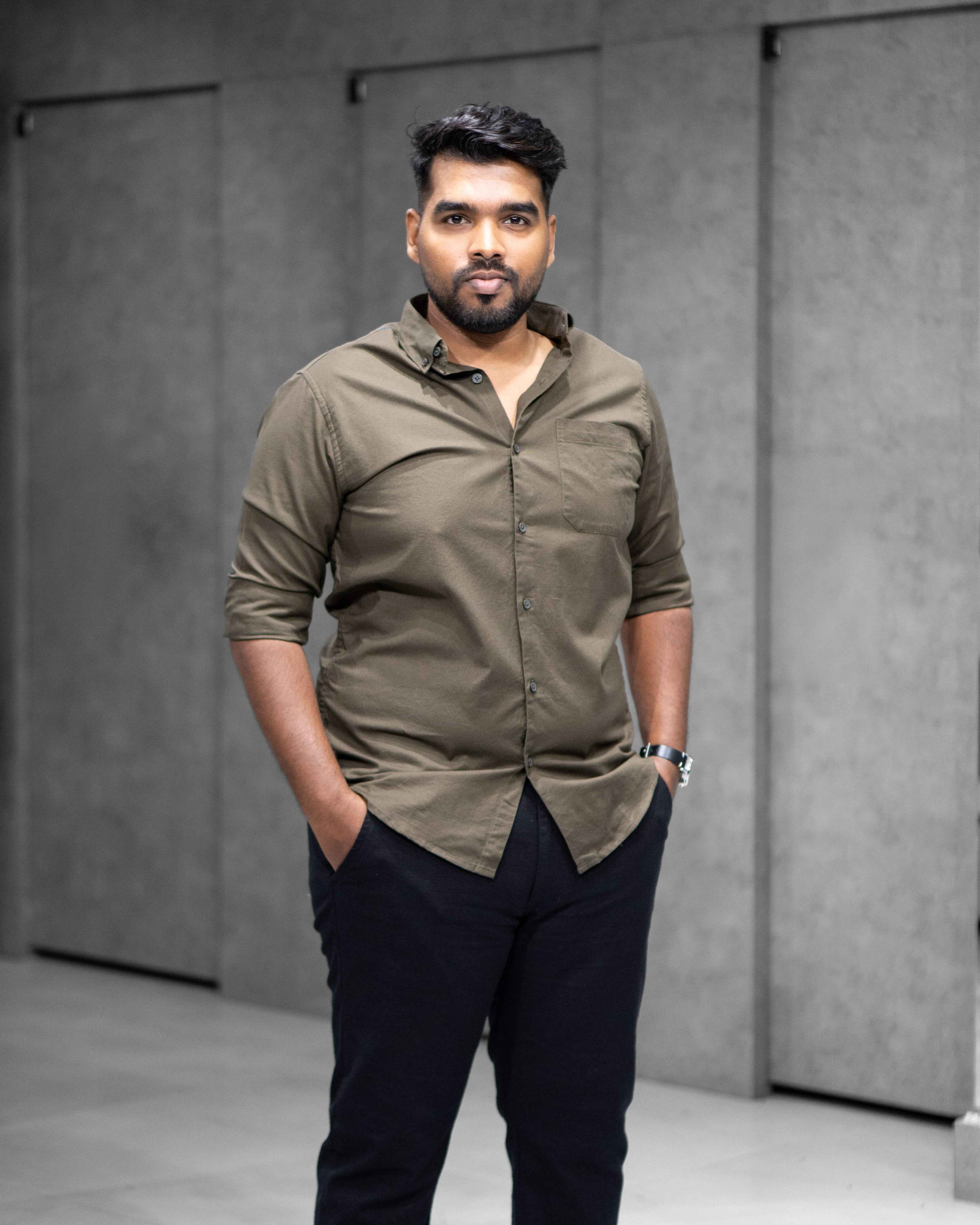 Menly Dark Olive Oxford Cotton Shirt