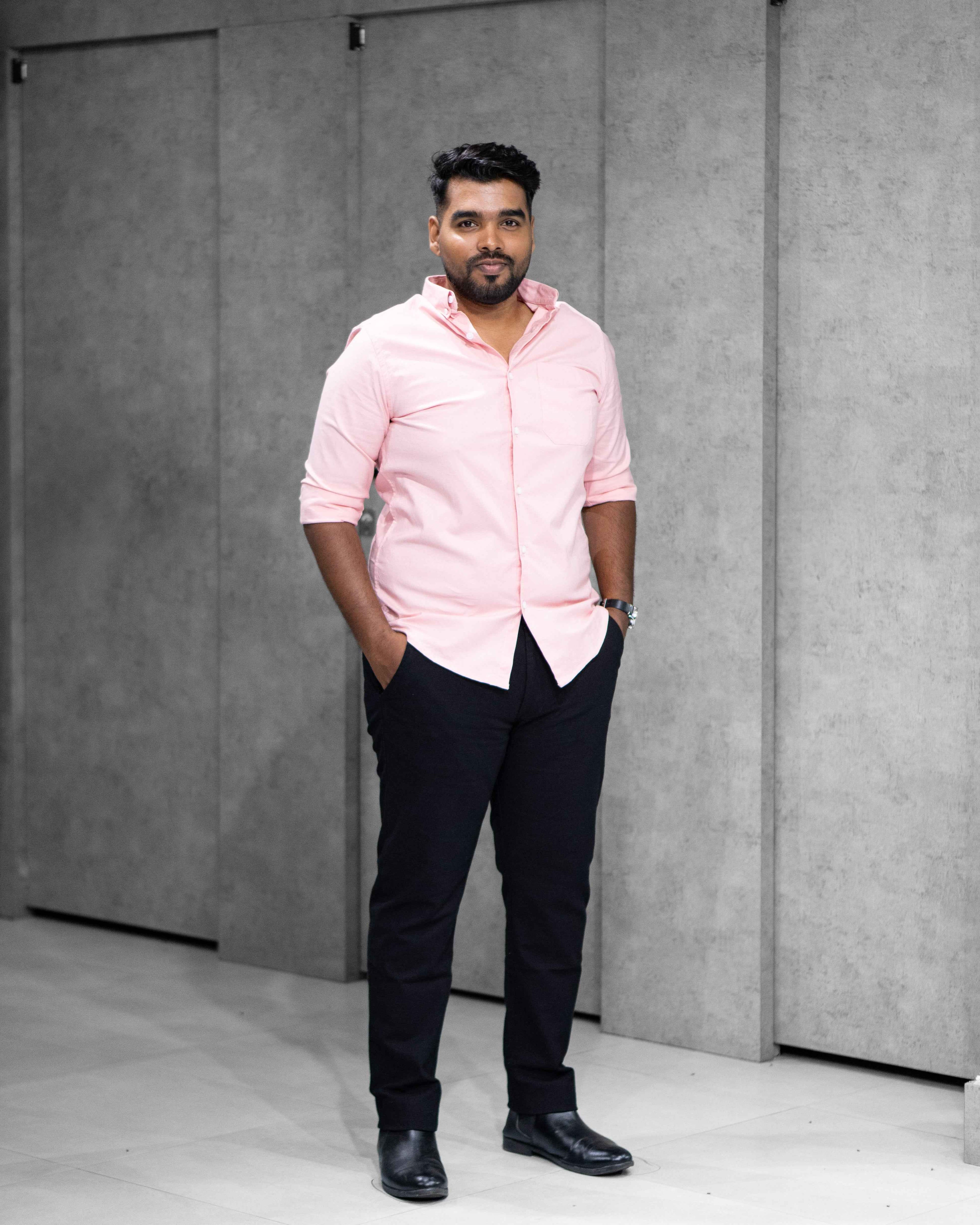Menly Peach Pink Oxford Cotton Shirt