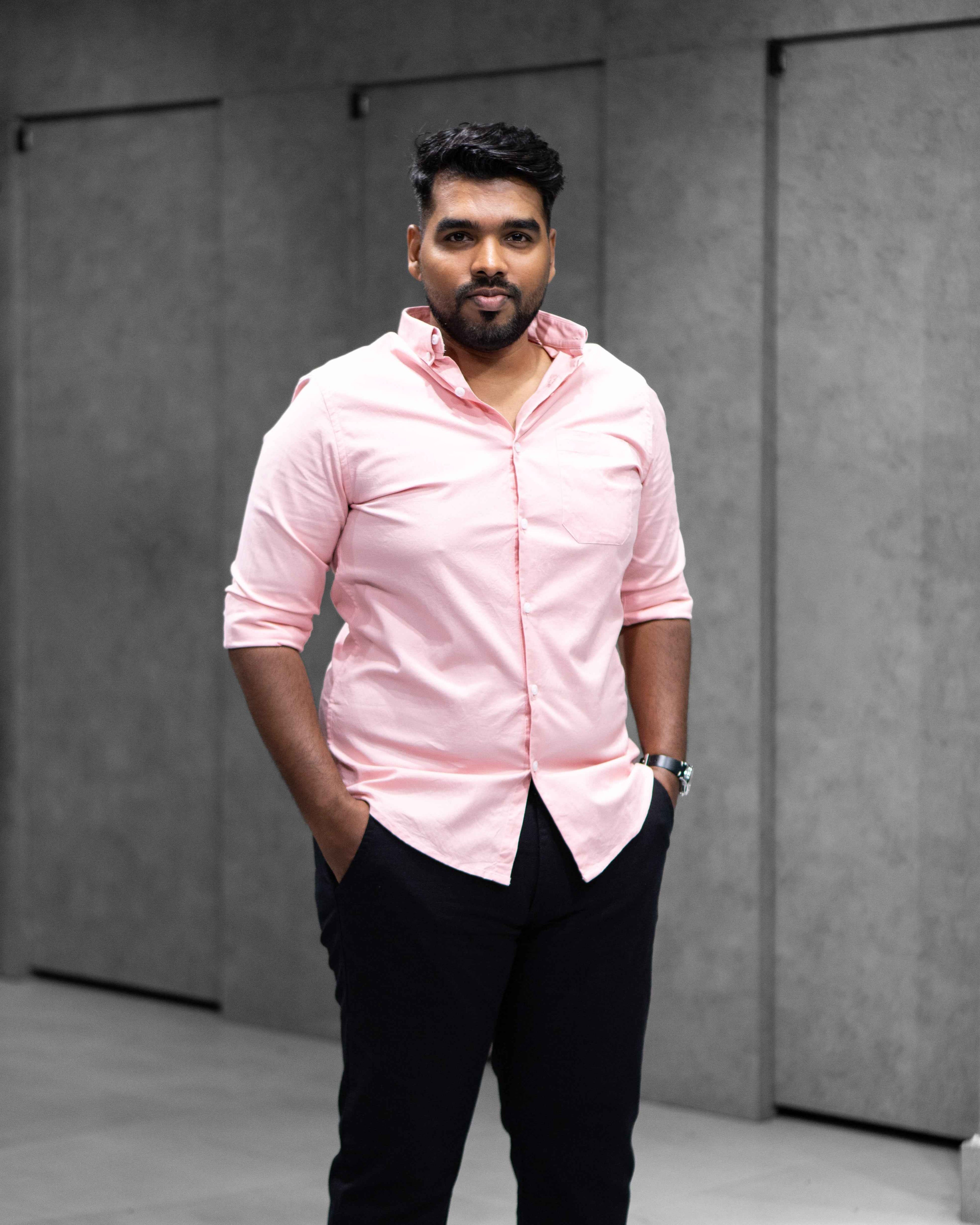 Menly Peach Pink Oxford Cotton Shirt