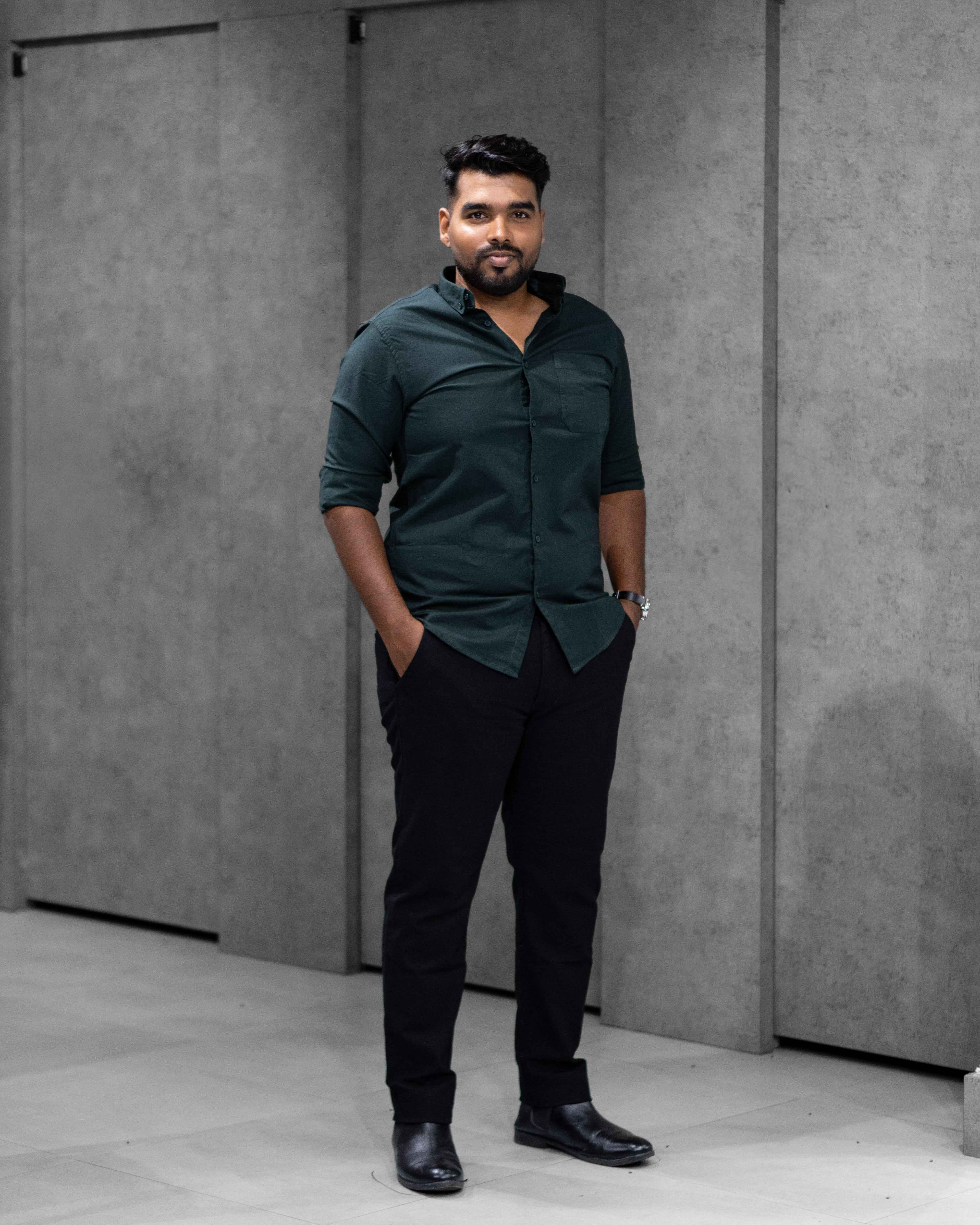 Menly Dark Teal Oxford Cotton Shirt