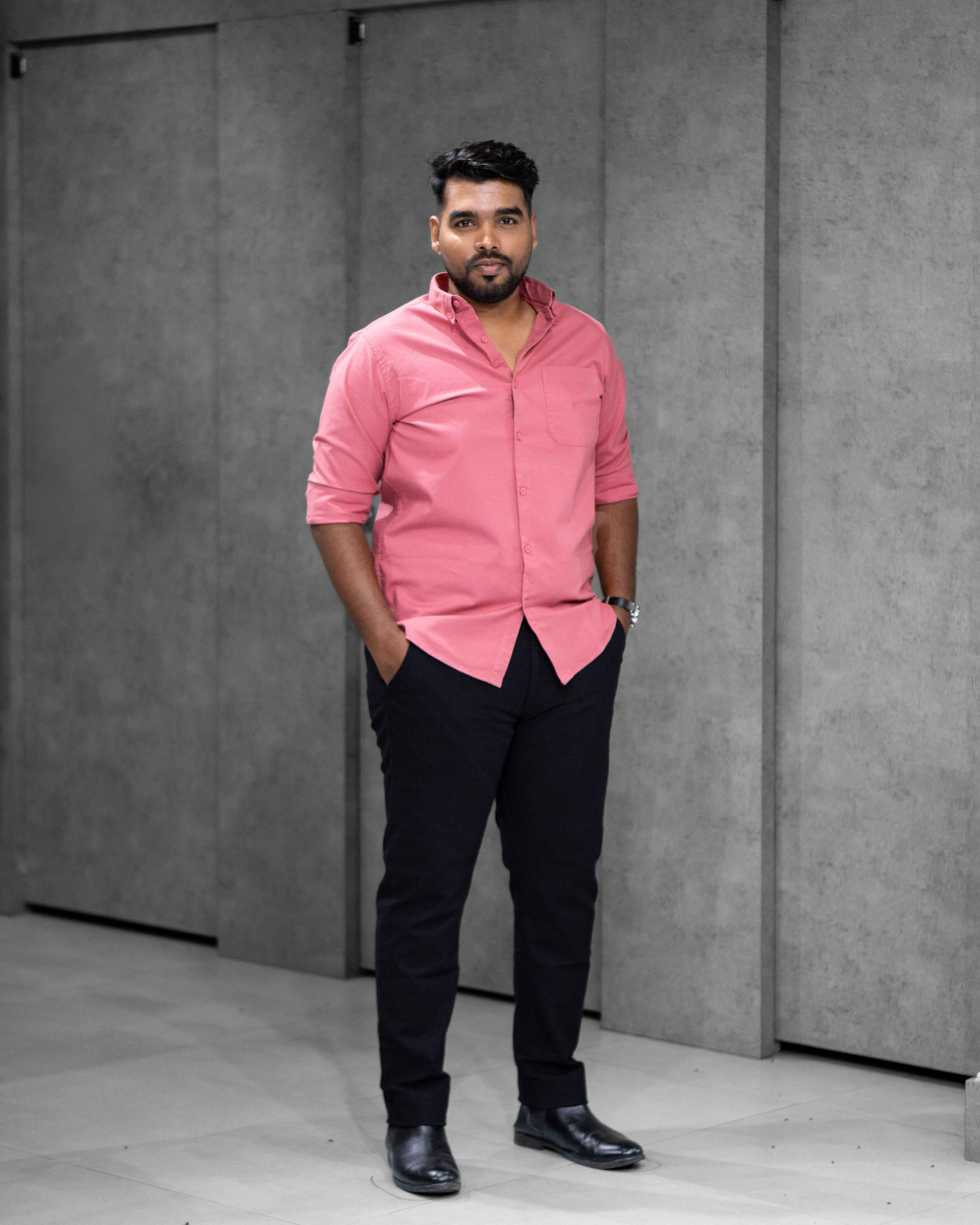 Menly Coral Pink Oxford Cotton Shirt