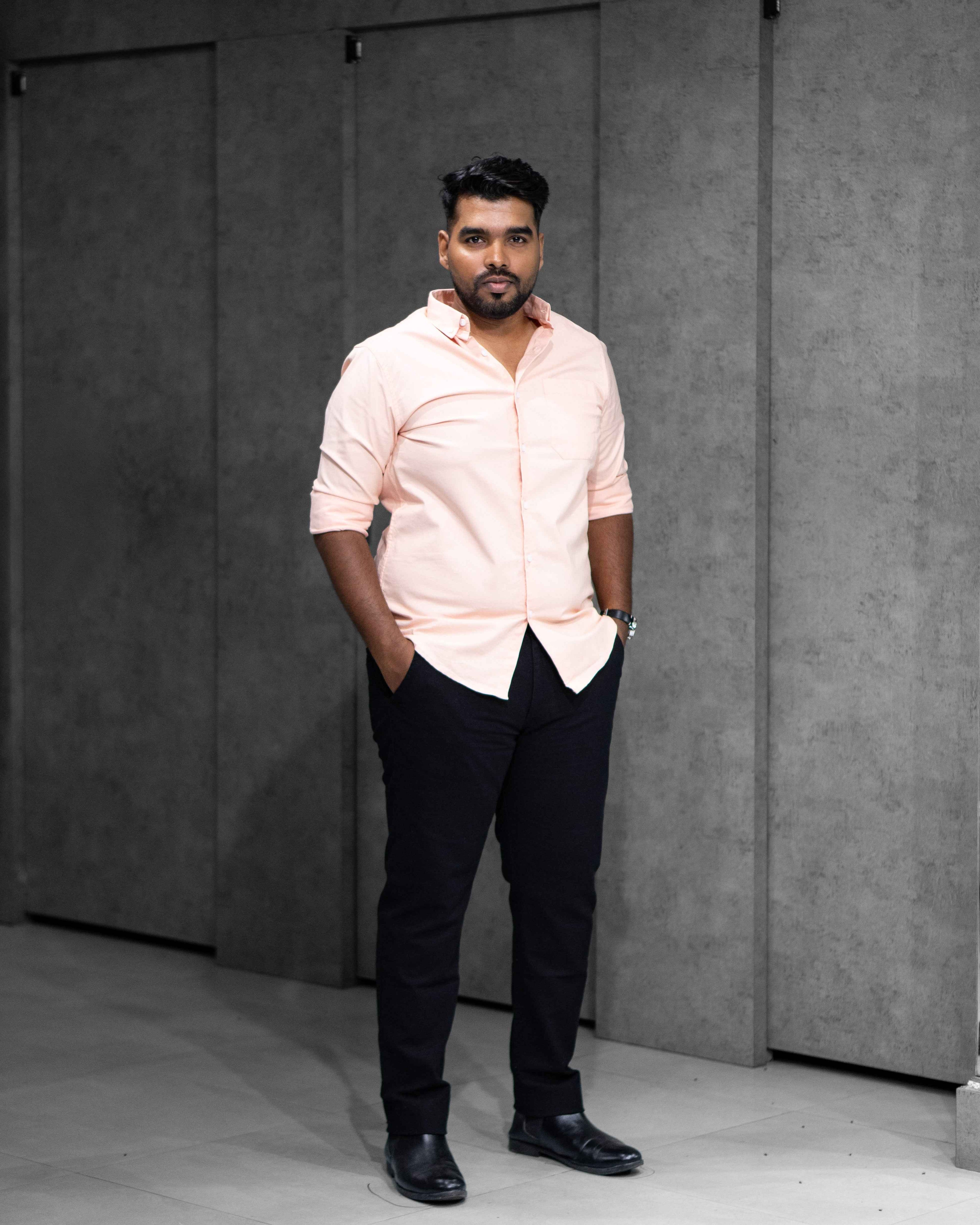 Menly Peach Oxford Cotton Shirt