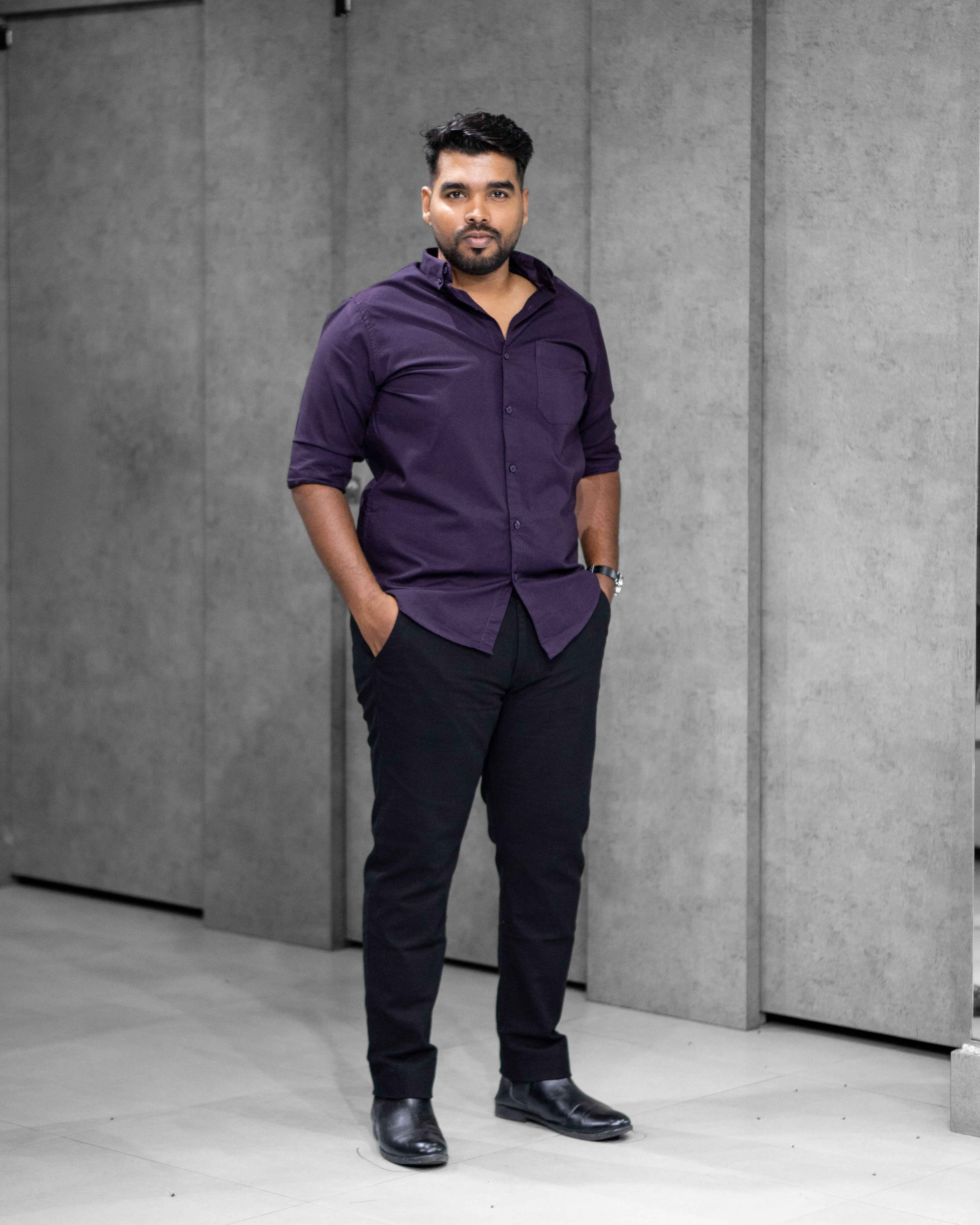 Menly Deep Purple Oxford Cotton Shirt