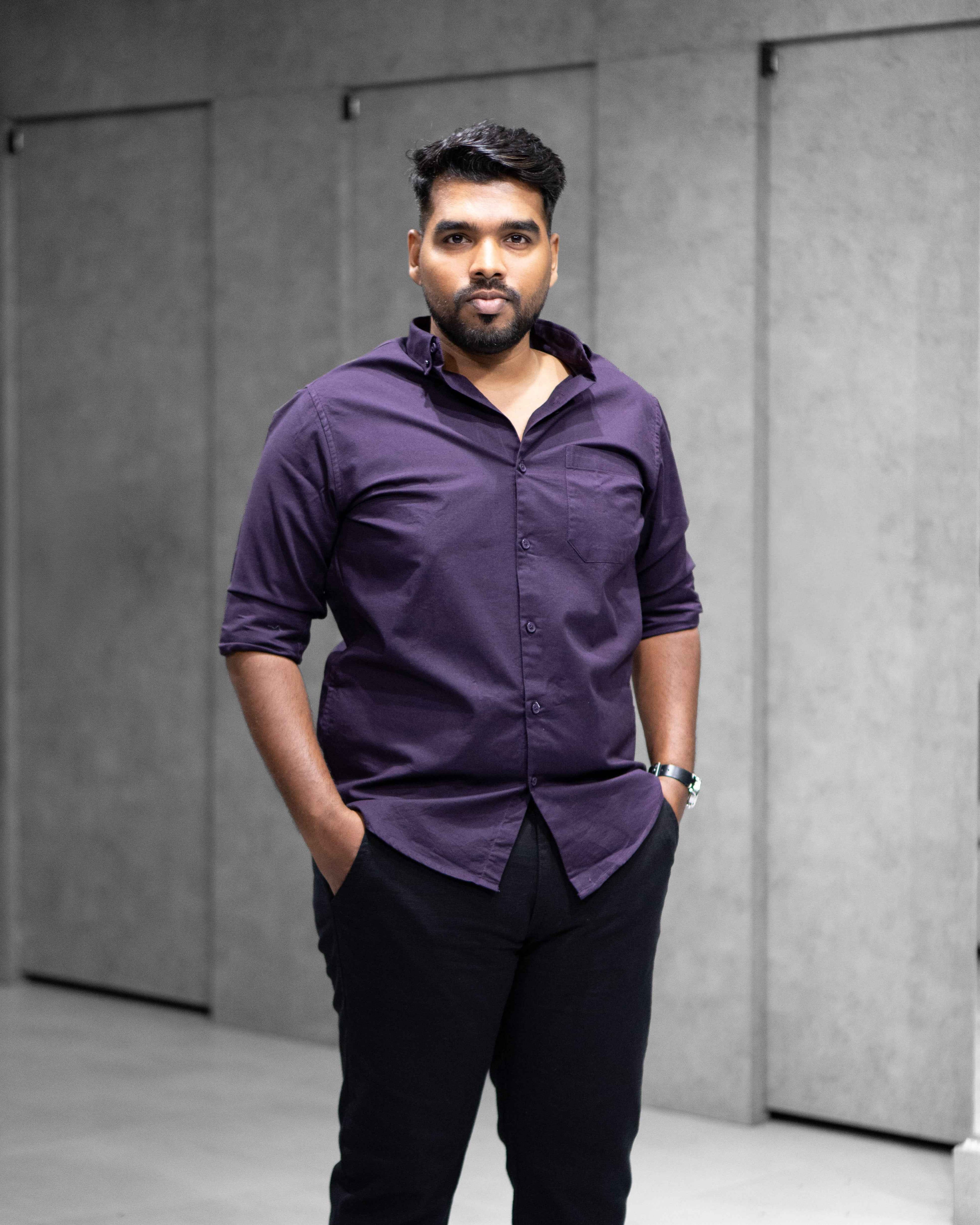 Menly Deep Purple Oxford Cotton Shirt