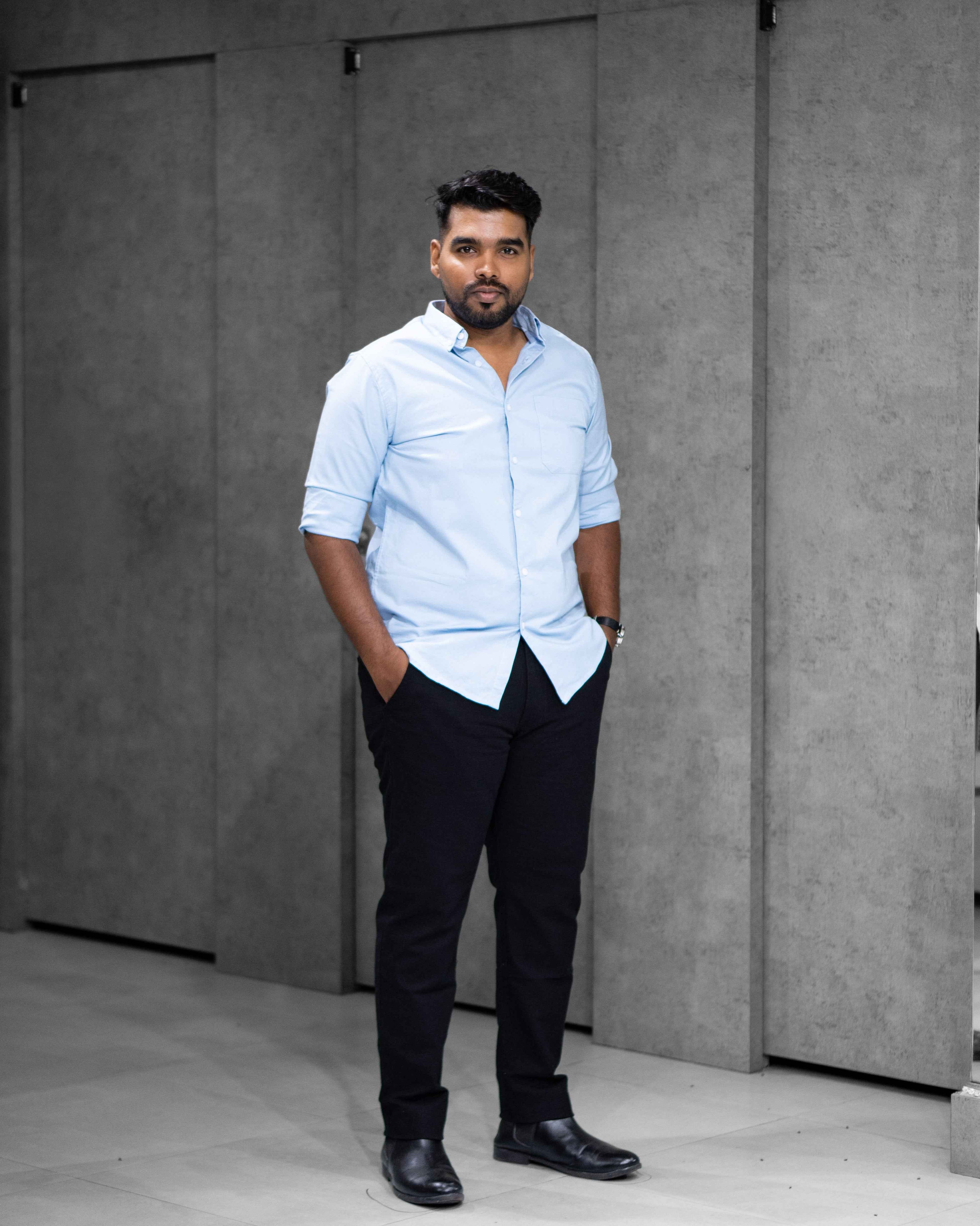 Menly Sky Blue Oxford Cotton Shirt