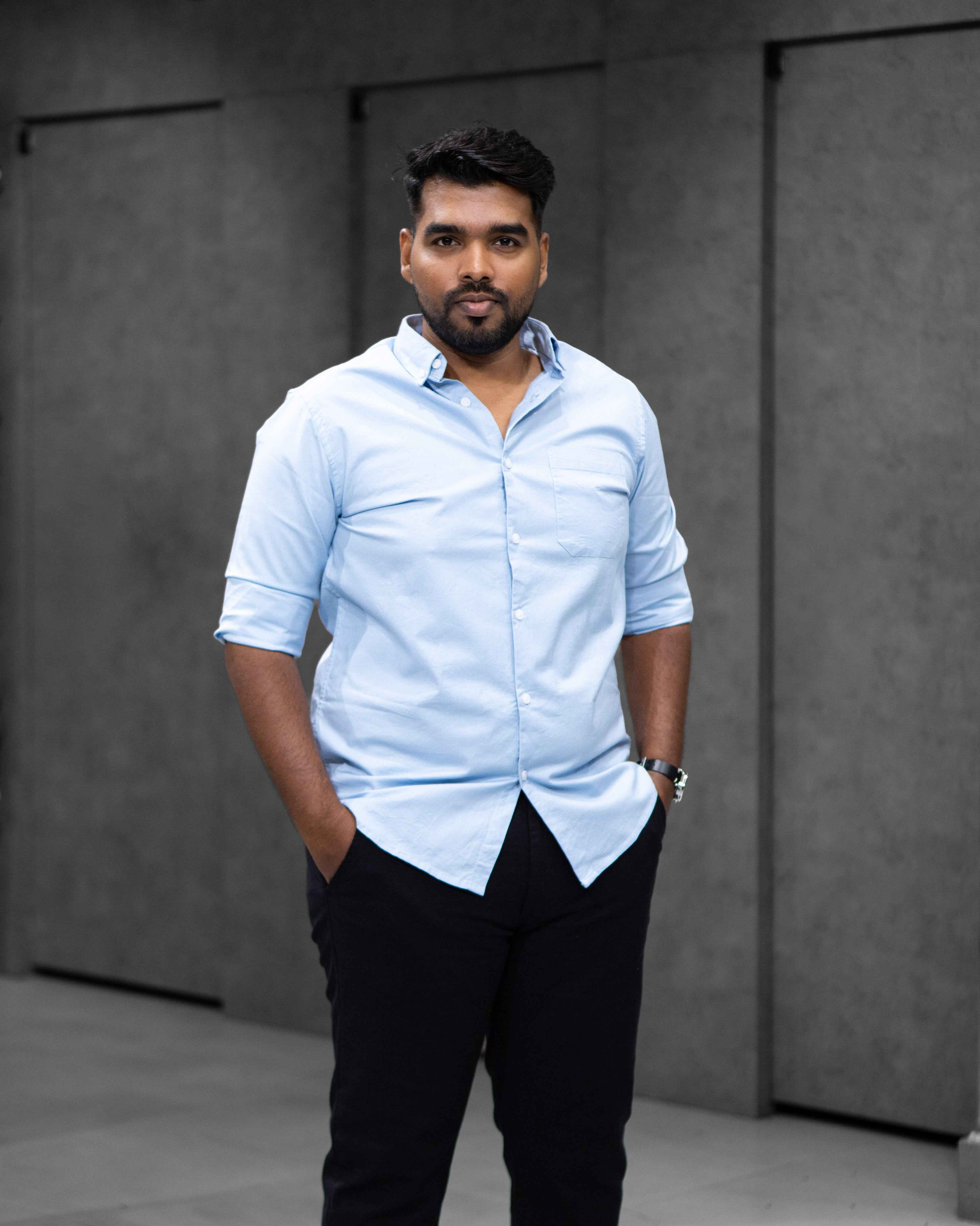 Menly Sky Blue Oxford Cotton Shirt
