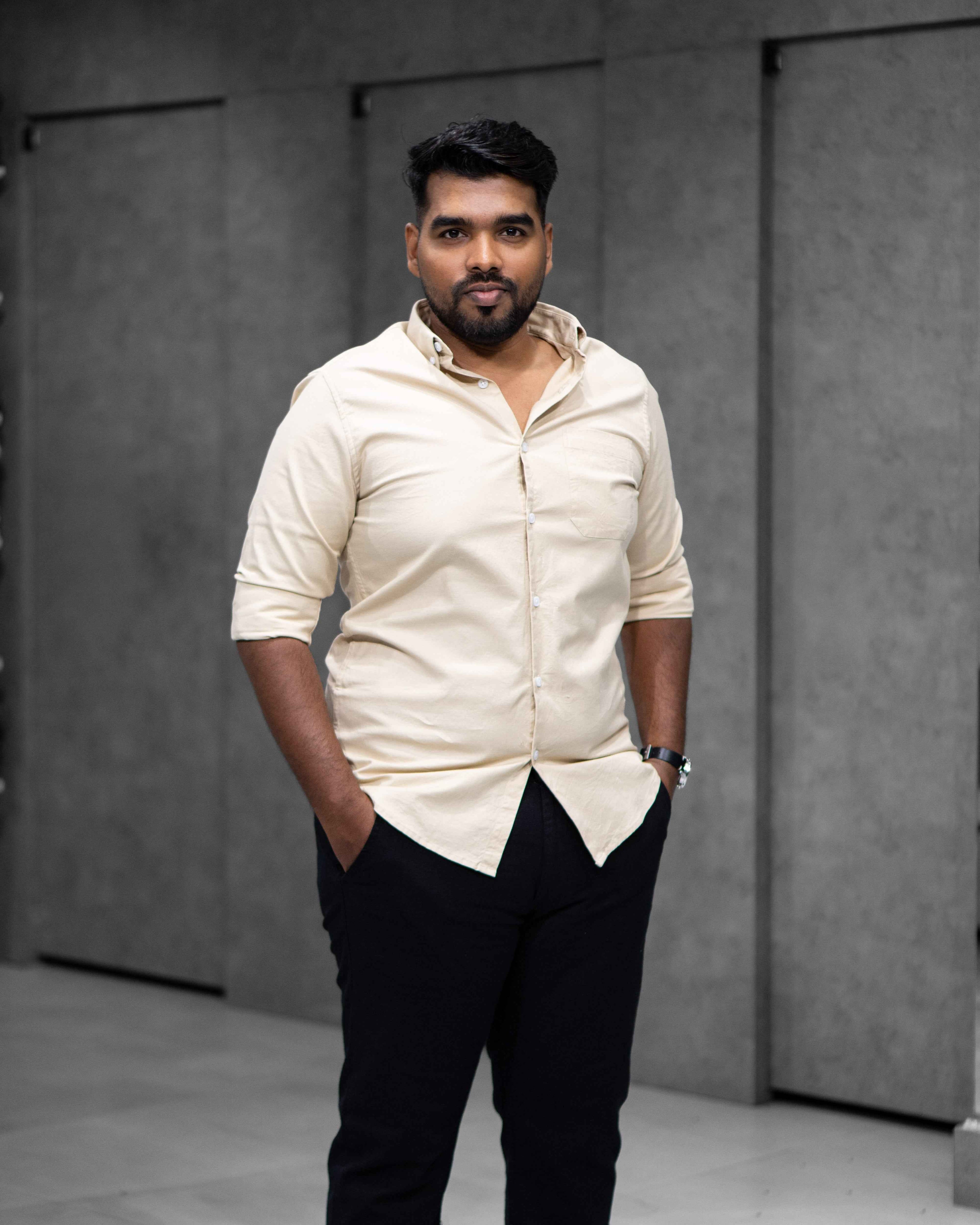 Menly Cream Oxford Cotton Shirt