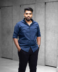 Menly Navy Blue Oxford Cotton Shirt