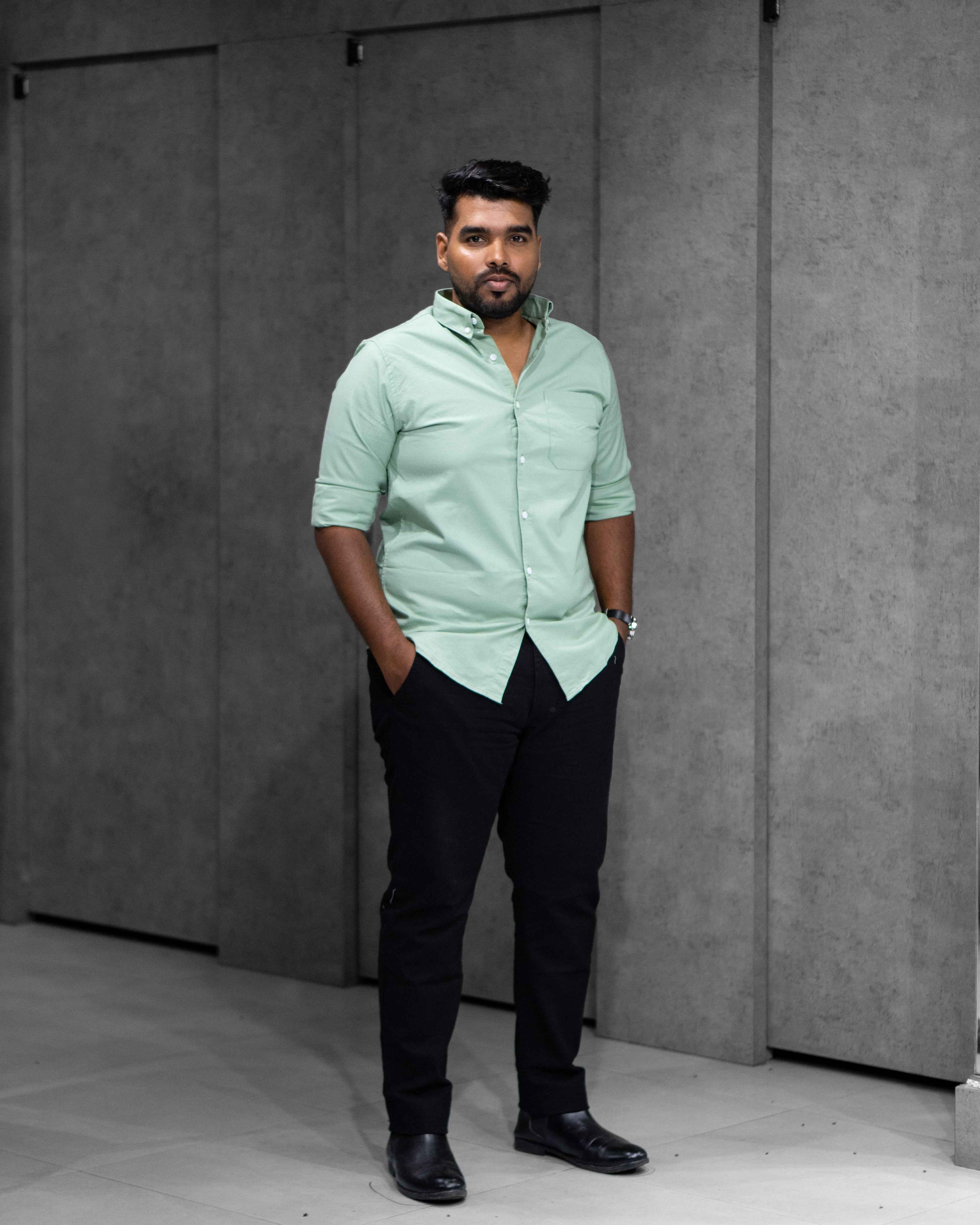 Menly Mint Green Oxford Cotton Shirt