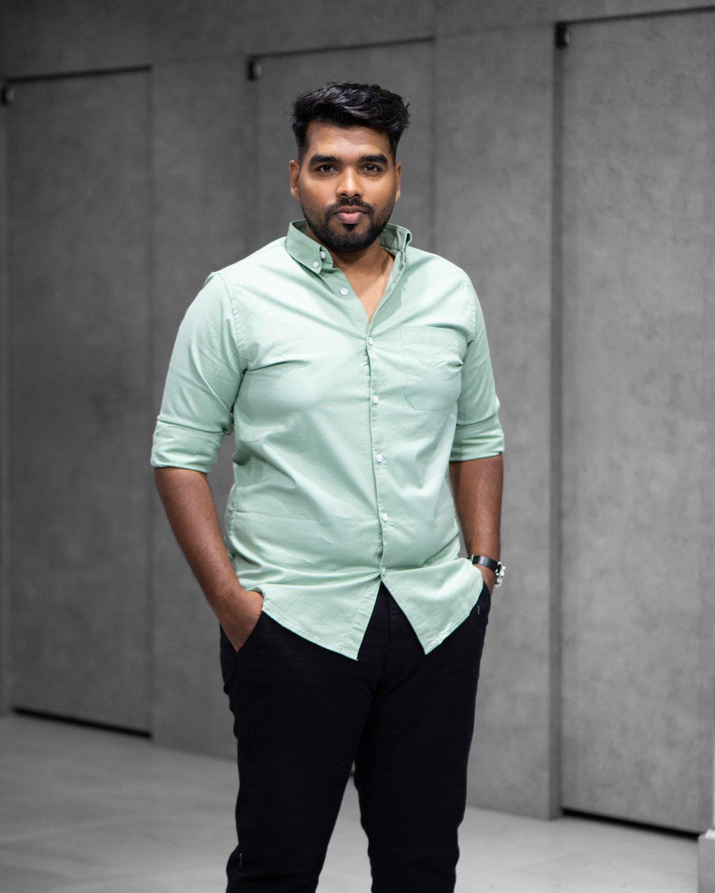 Menly Mint Green Oxford Cotton Shirt