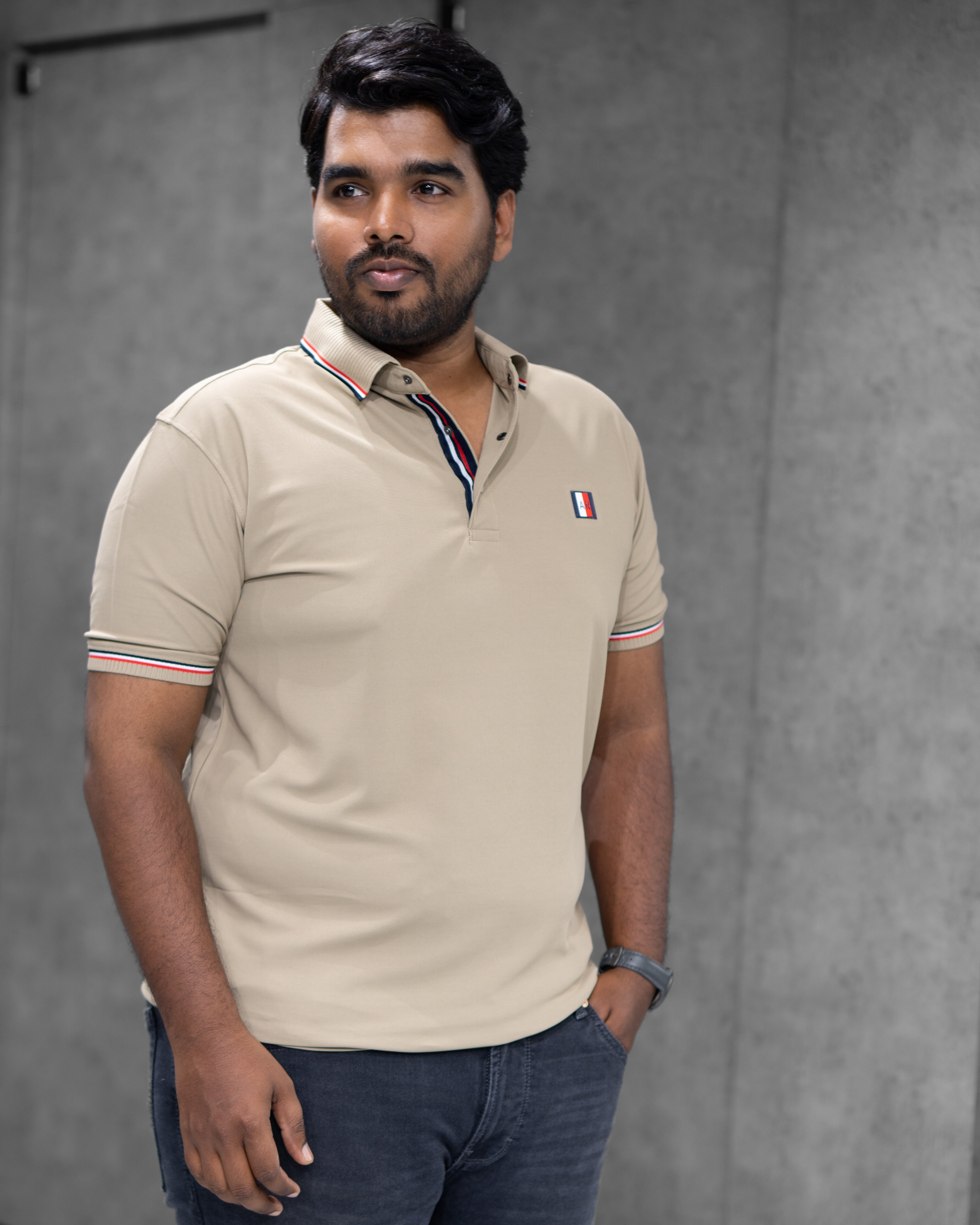 Beige Classic Dryfit Polo T-Shirt - Menly Clothing