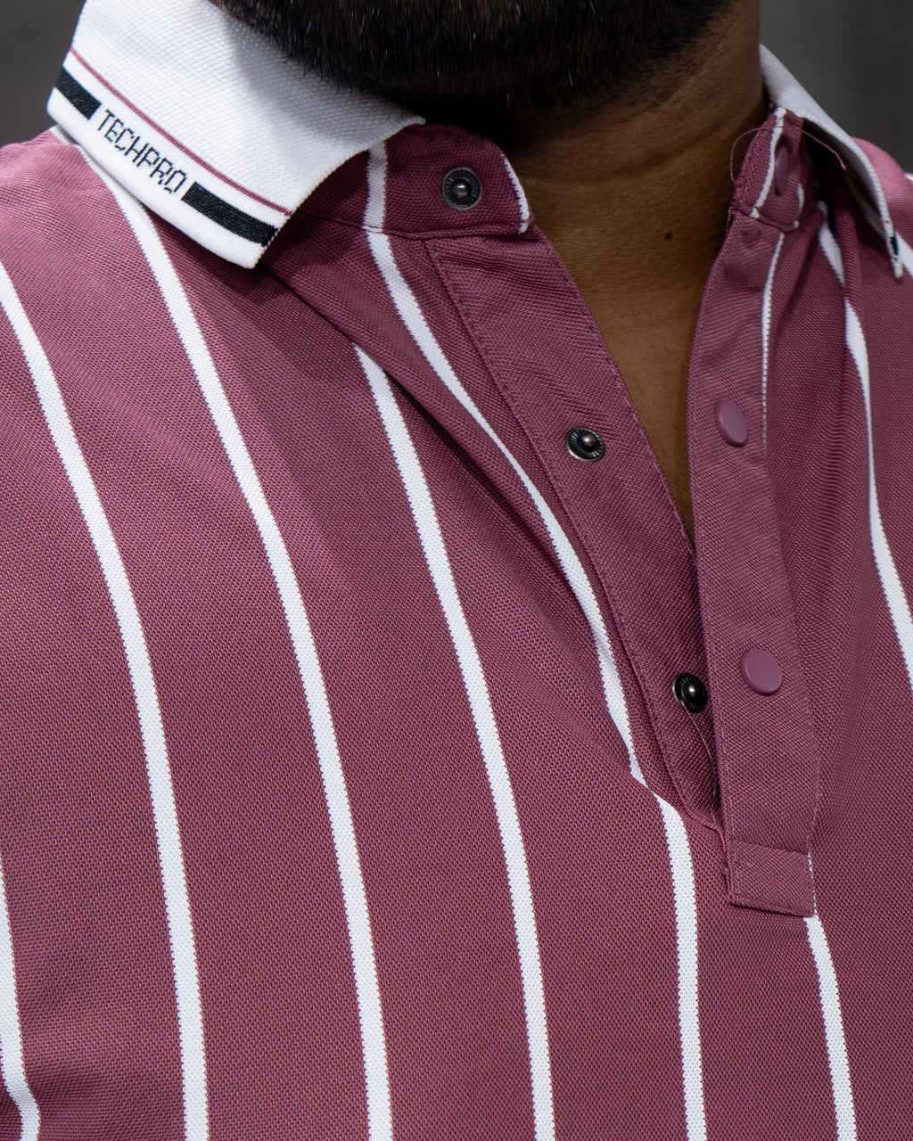 Rose Pink Striped Dry-Fit Polo - Menly Clothing