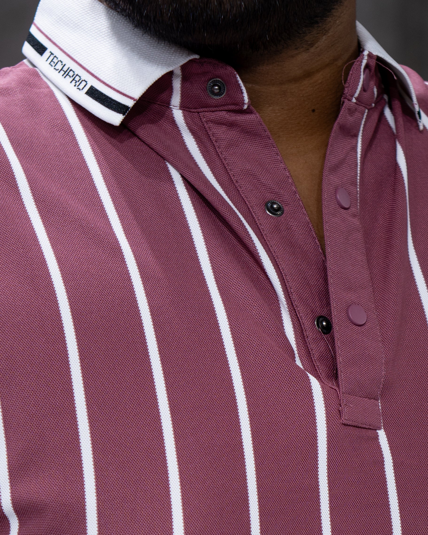 Rose Pink Striped Dry-Fit Polo - Menly Clothing