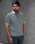 Steel Grey Striped Dry-Fit Polo - Menly Clothing