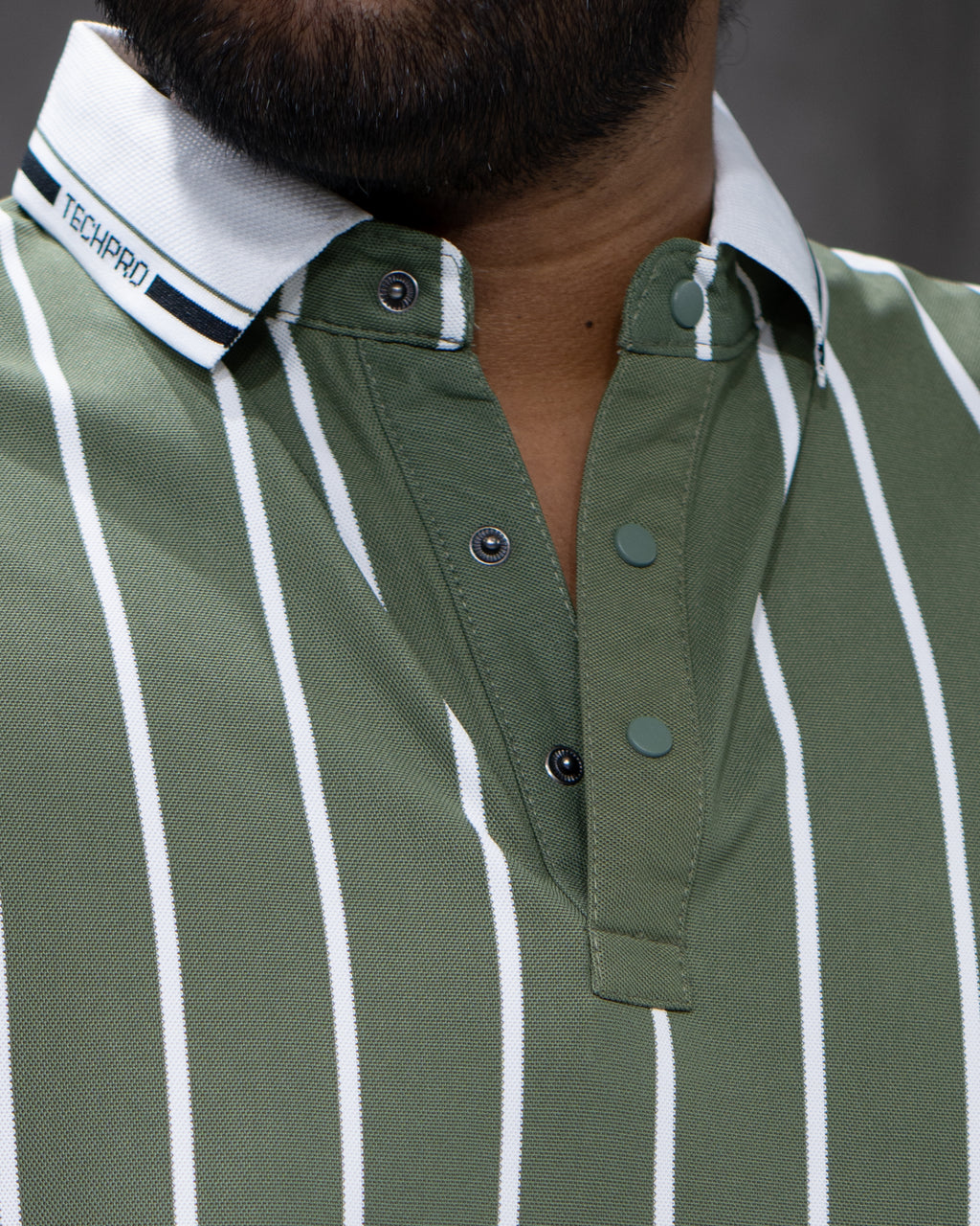 Green Striped Dry-Fit Polo - Menly Clothing