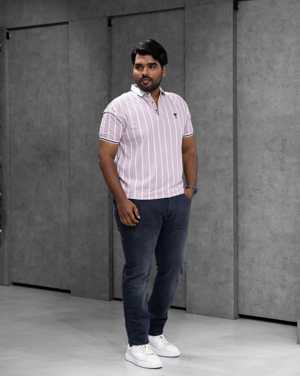 Lavender Pink Striped Dry-Fit Polo - Menly Clothing